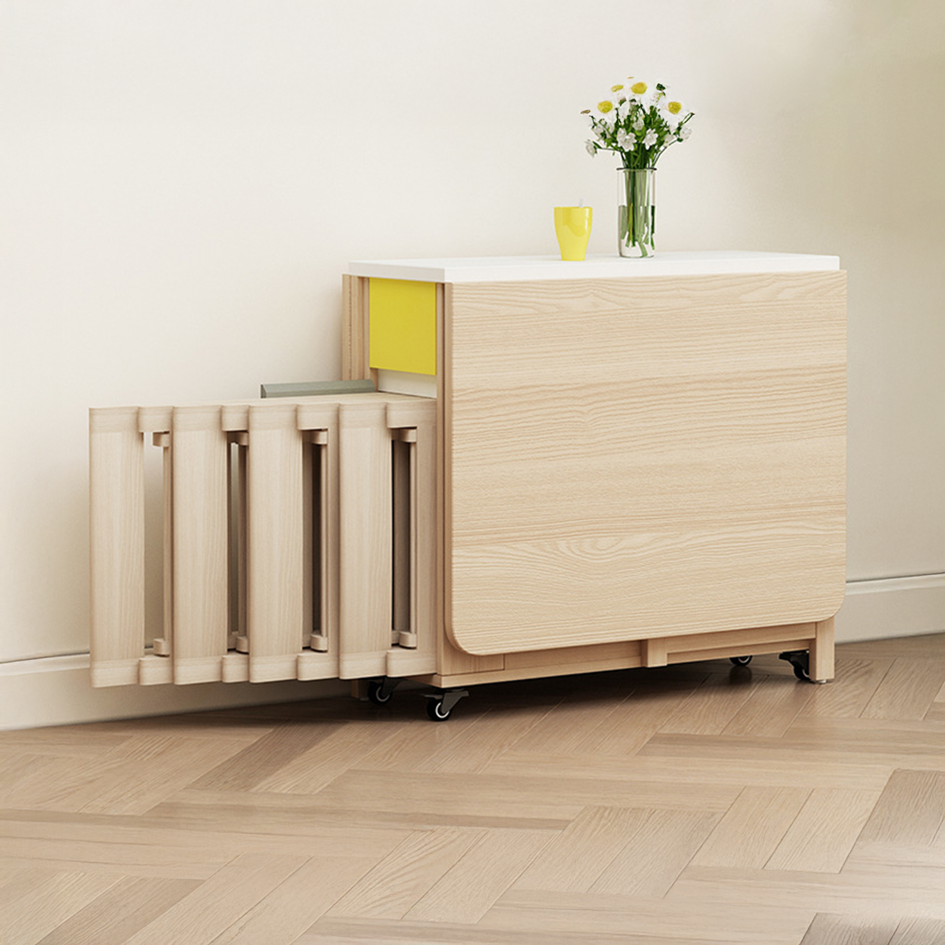 Lecce Foldable Dining Table, 1.4M, Oak and White
