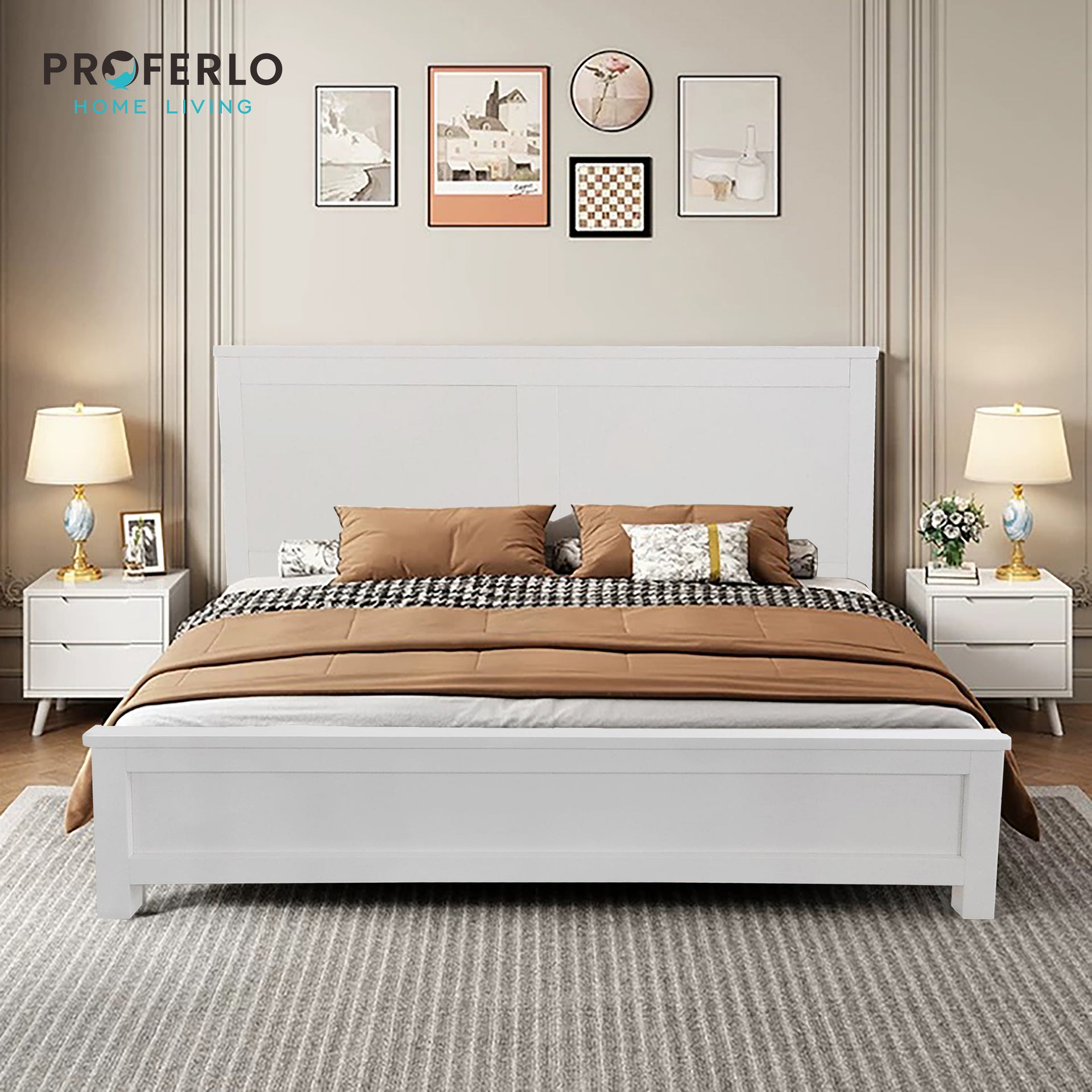 Tropea Bed frame, Super King, White - Sunlite Living