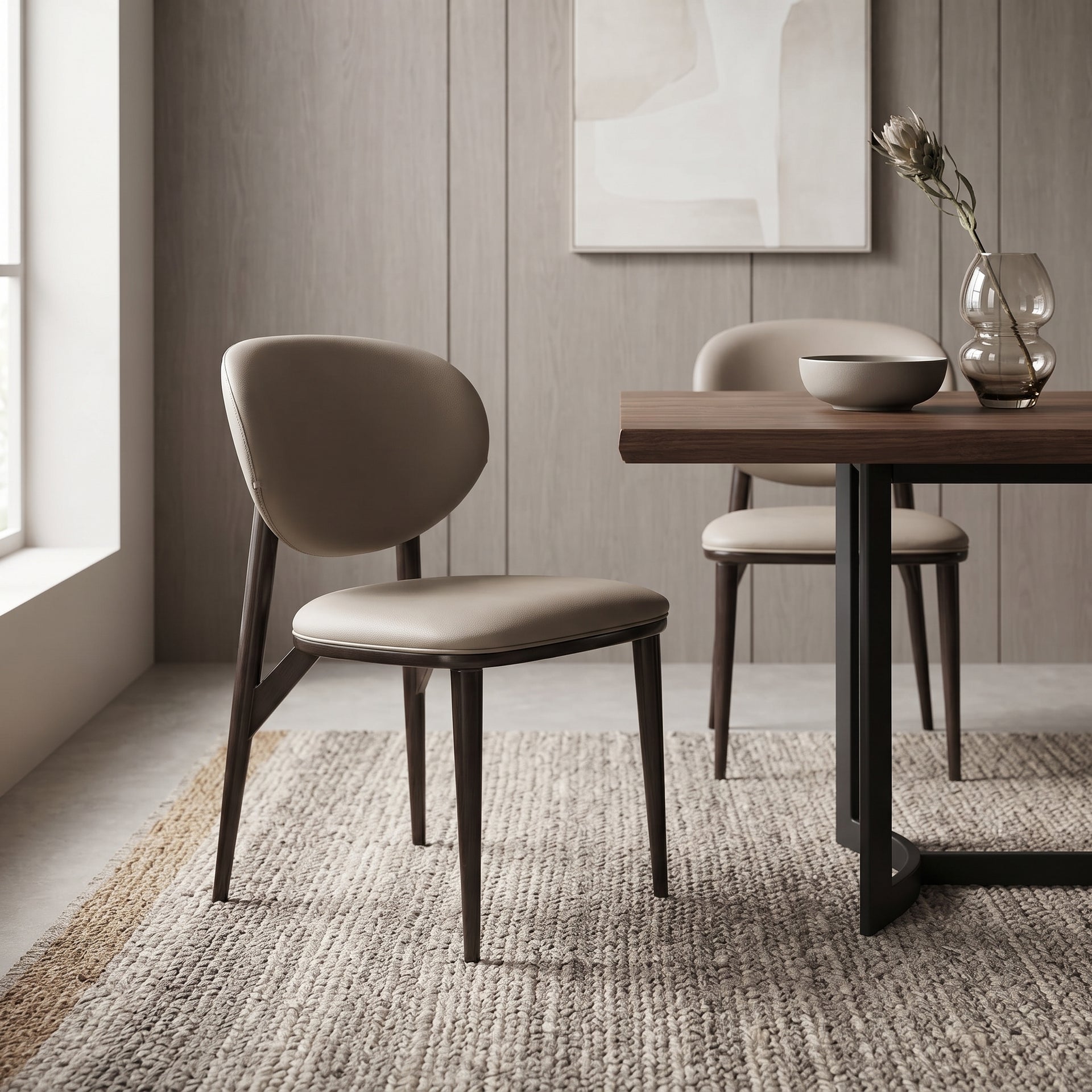 Alife PU Dining Chair, Beige, Set of 2