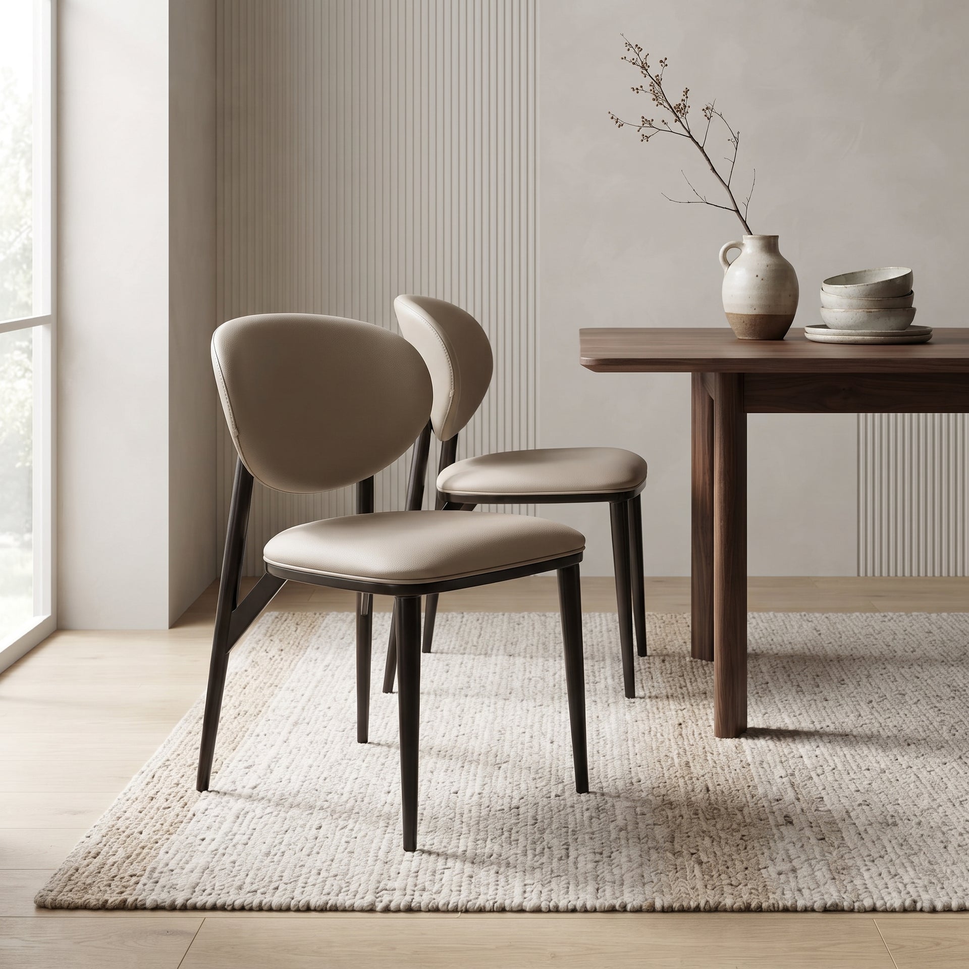 Alife PU Dining Chair, Beige, Set of 2