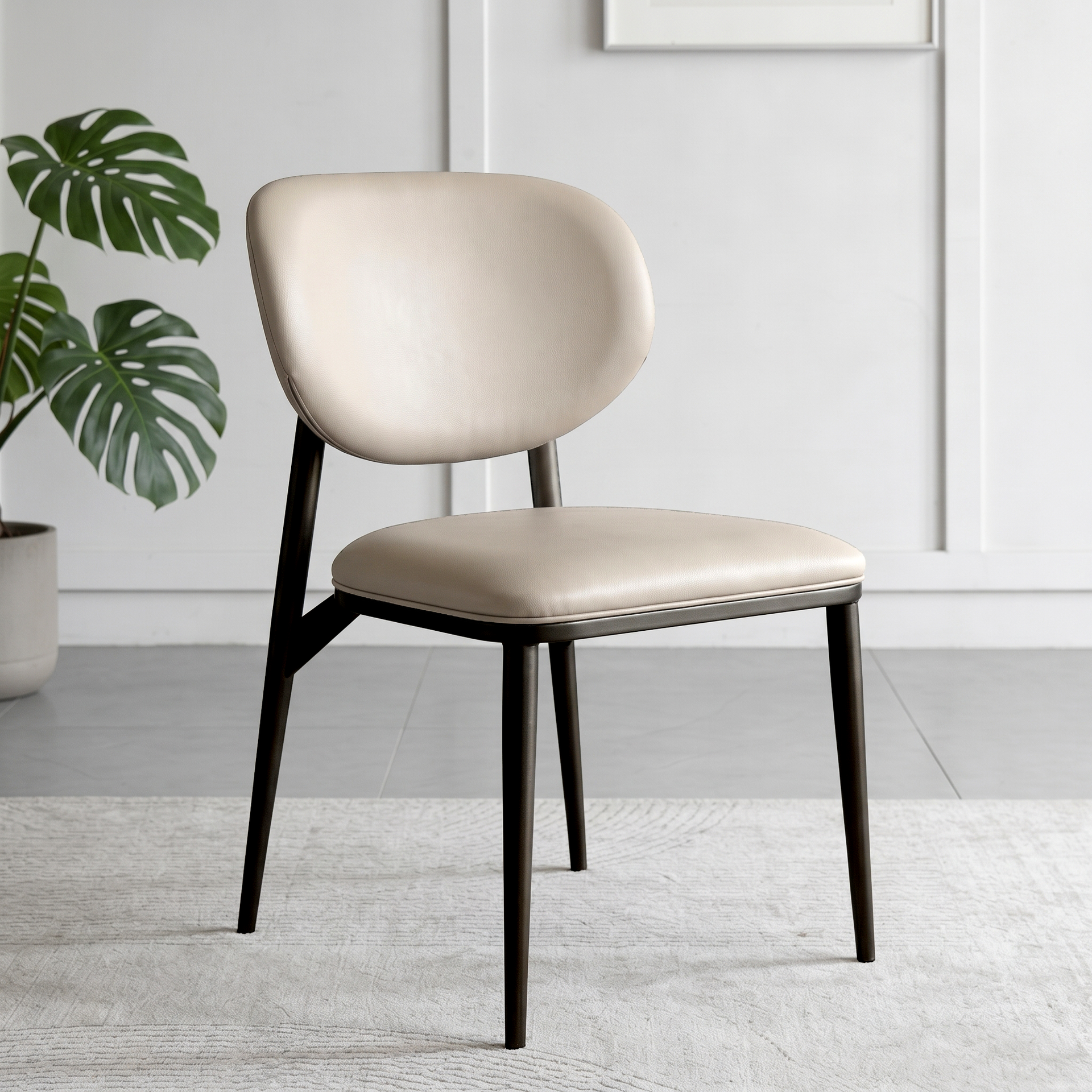 Alife PU Dining Chair, Beige, Set of 2
