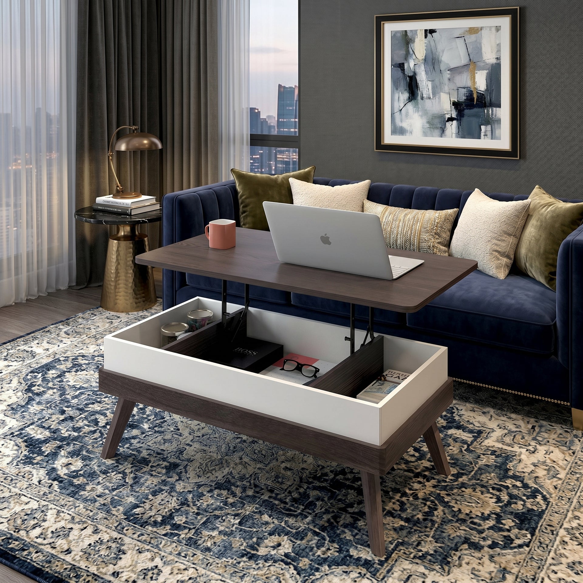 Apulia Lift Up Coffee Table, Cass Walnut