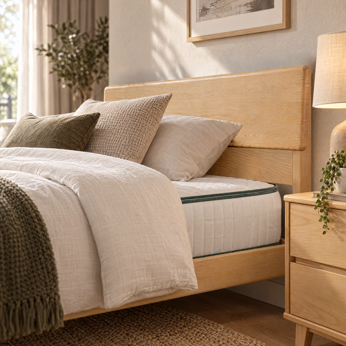 Arezzo-C Solidwood Bedframe w USB Charger, Queen