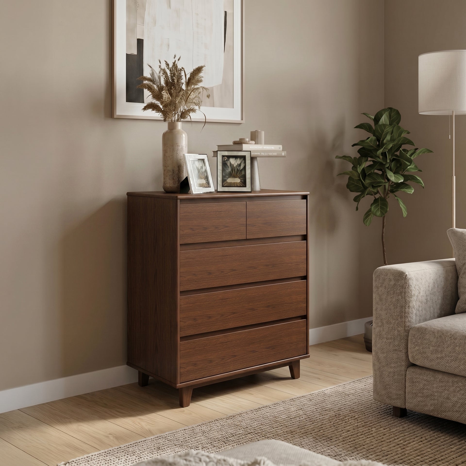 Arezzo 2 over 3 Tallboy, Claro Walnut