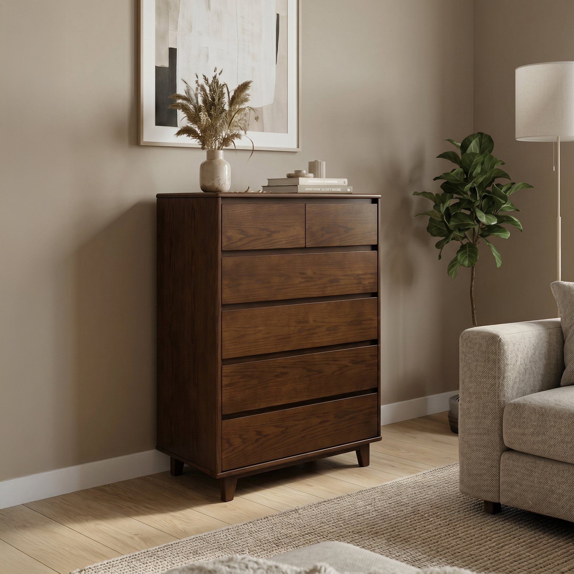 Arezzo 2 over 4 Tallboy, Claro Walnut