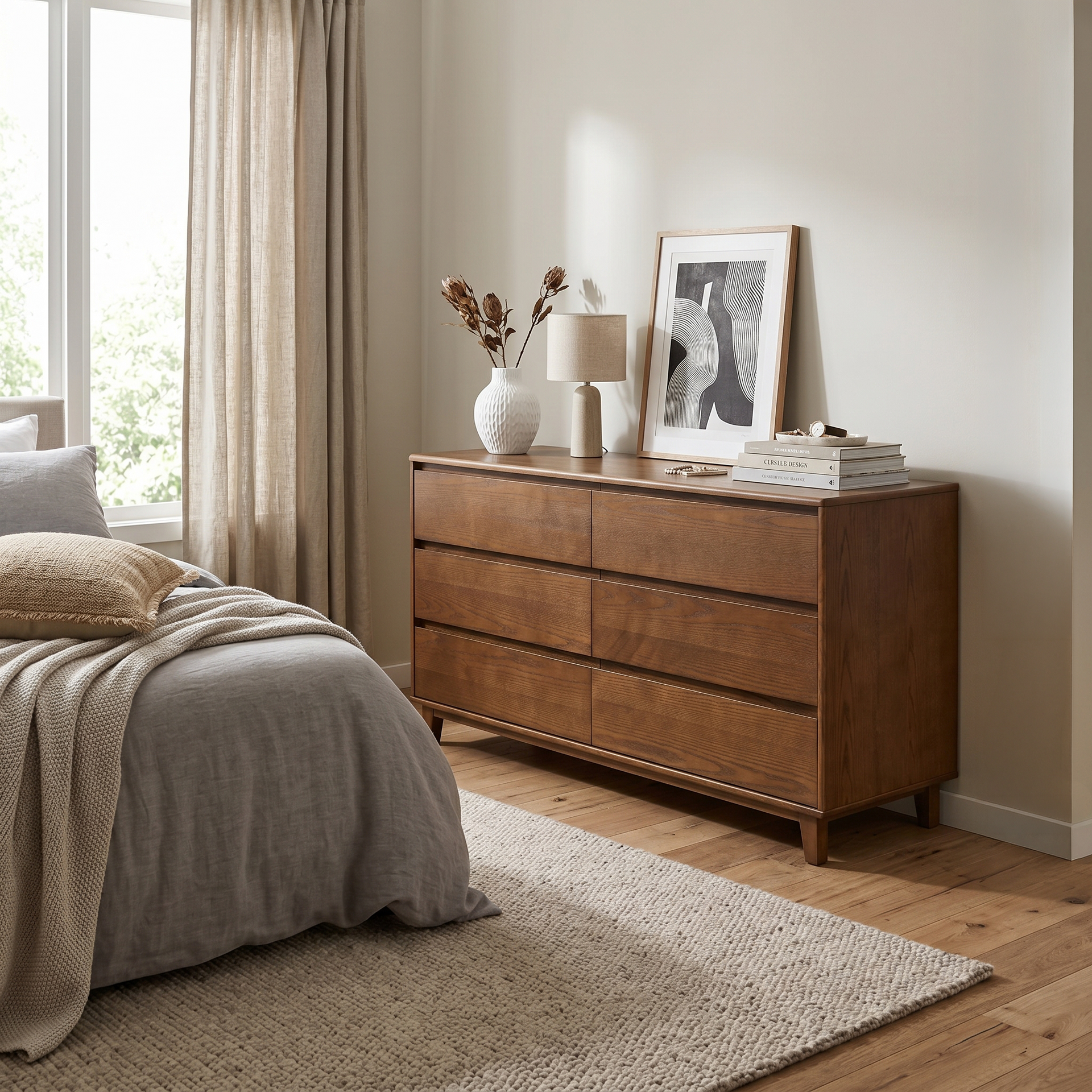 Arezzo 6 Drawers Chest, Claro Walnut