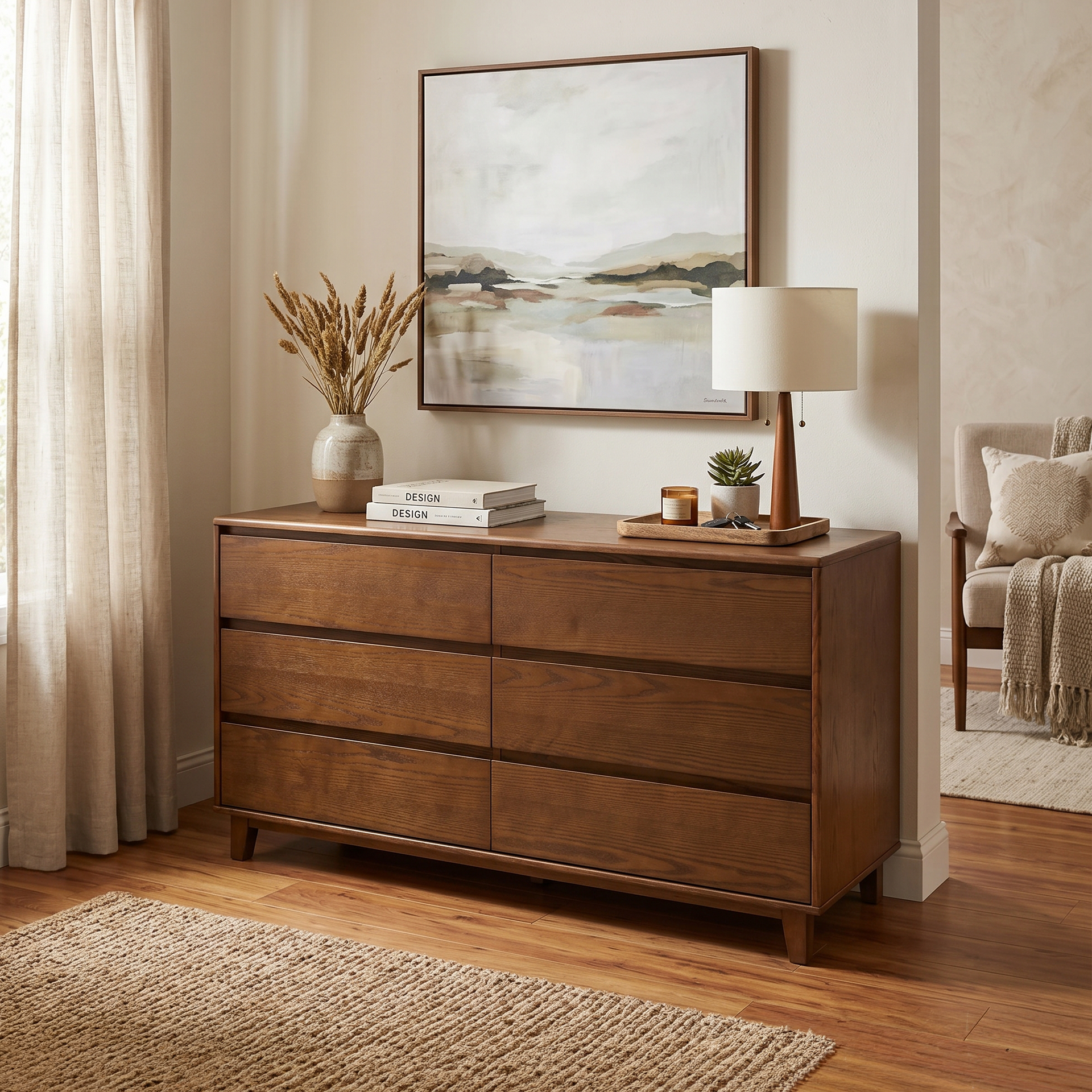 Arezzo 6 Drawers Chest, Claro Walnut