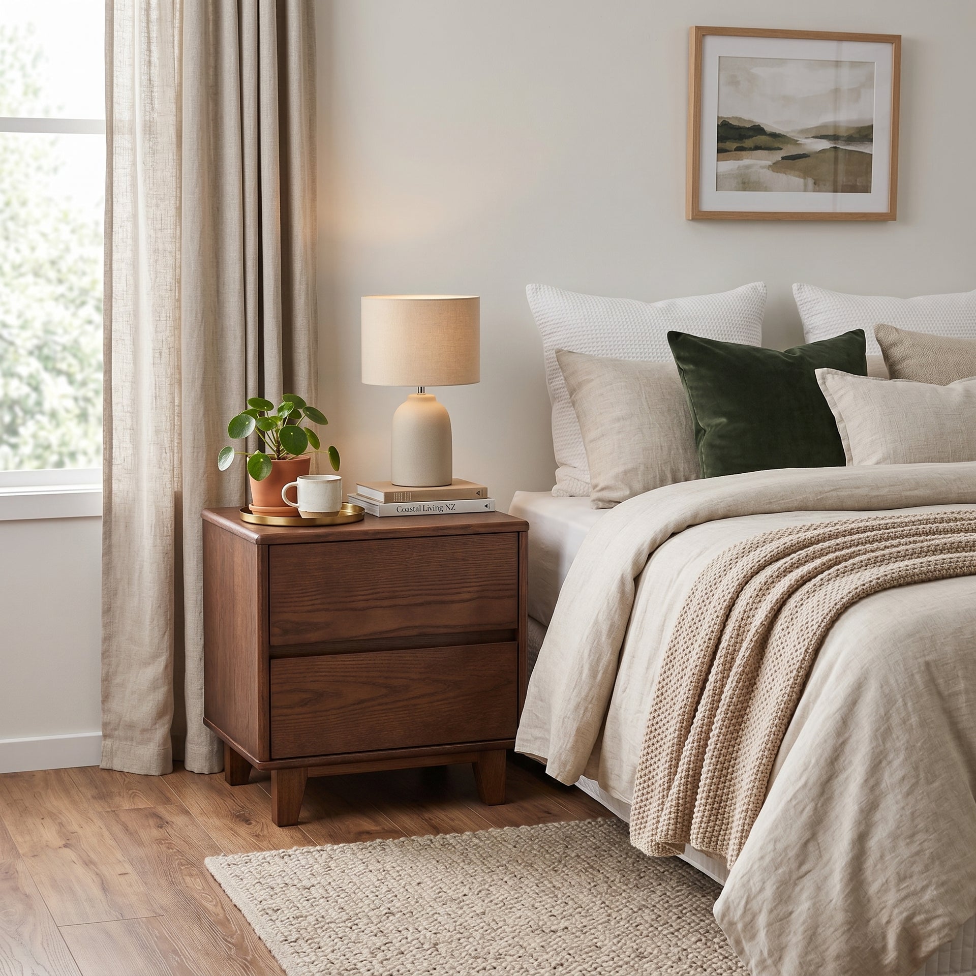 Arezzo Bedside Table, Claro Walnut