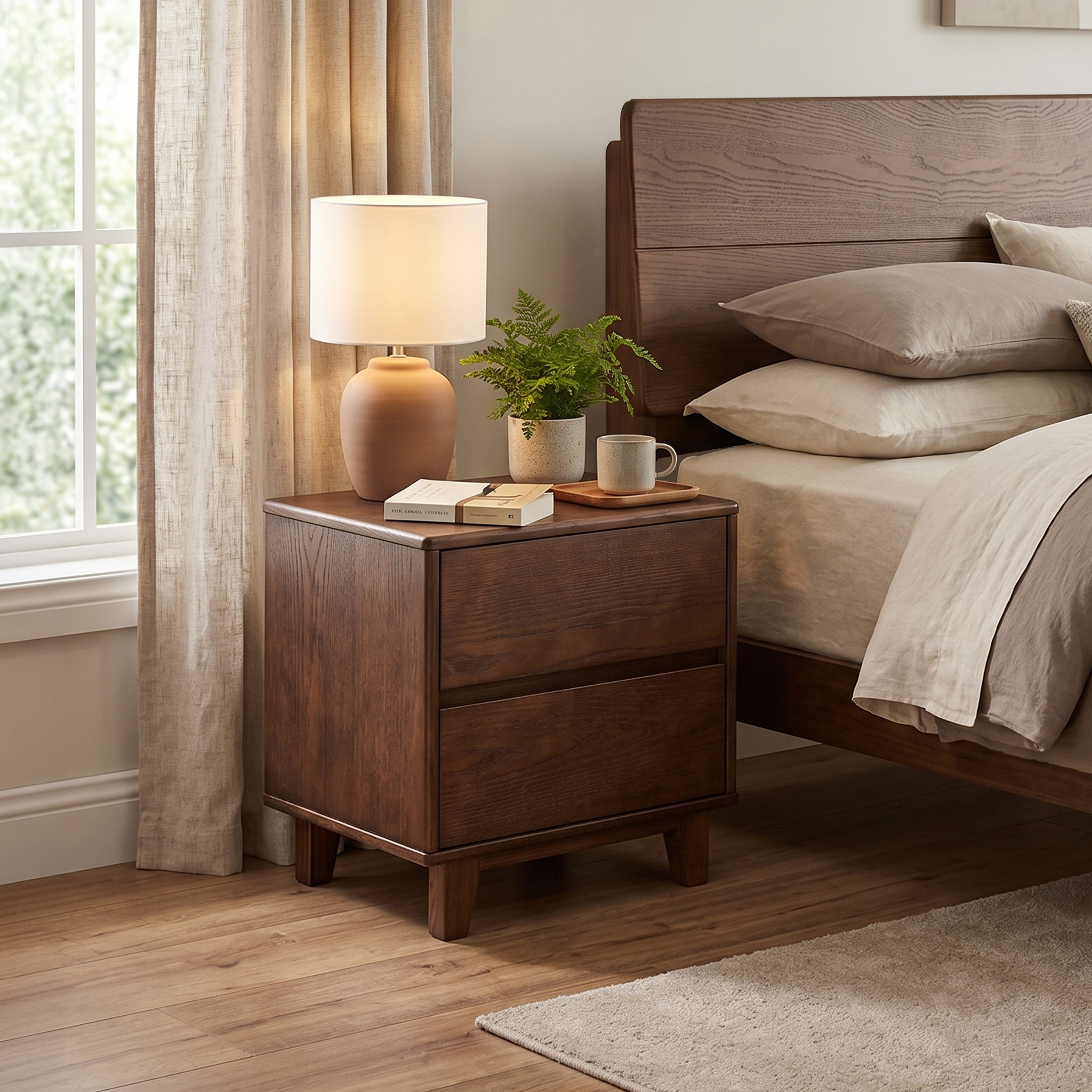 Arezzo Bedside Table, Claro Walnut