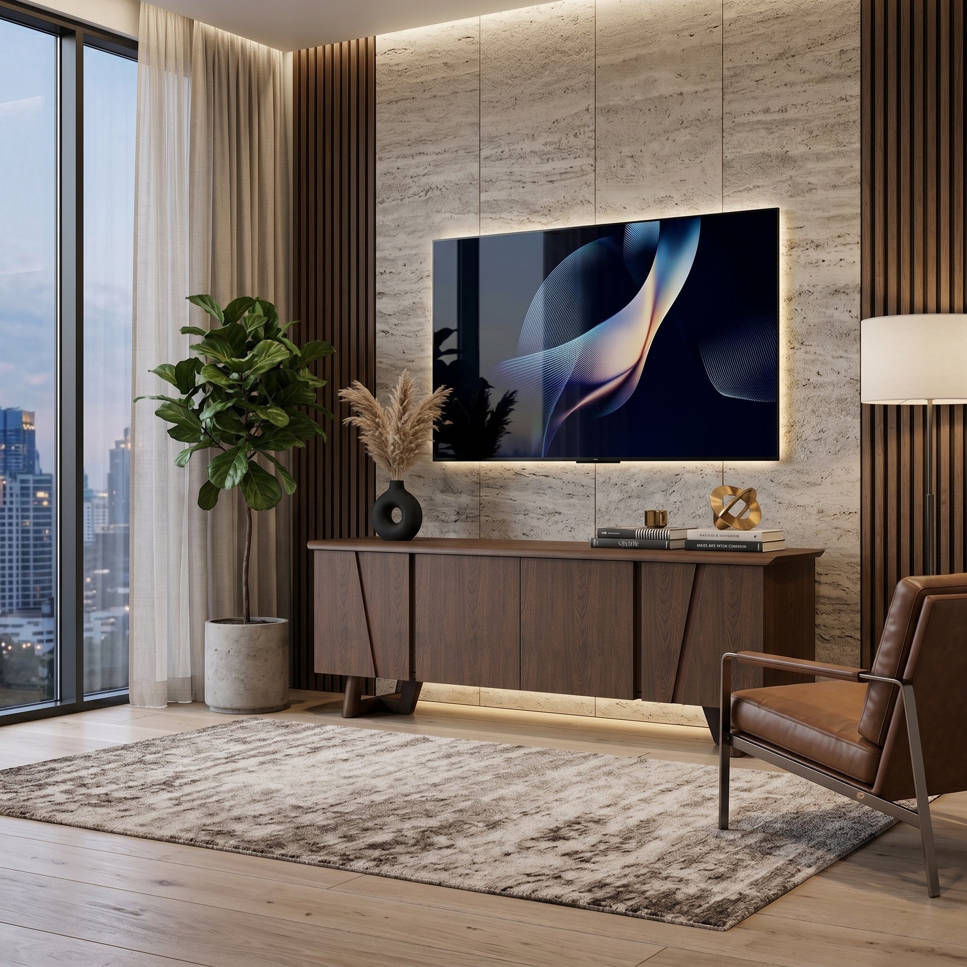 Arezzo Classic TV Stand, 1.6M, Claro Walnut