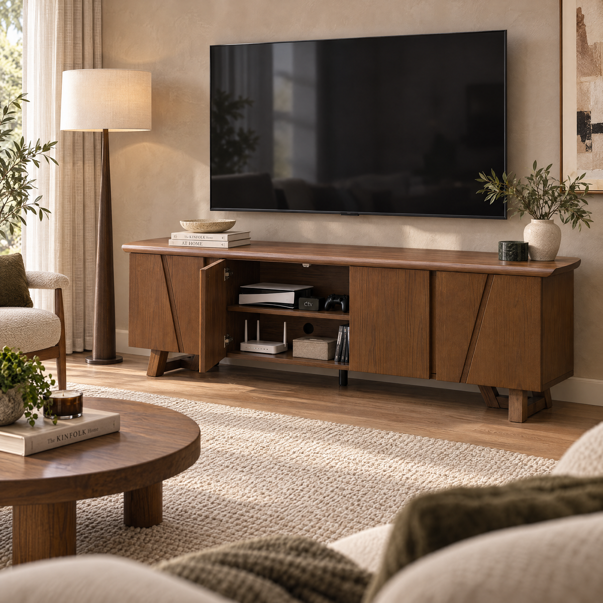 Arezzo Classic TV Stand, 1.6M, Claro Walnut