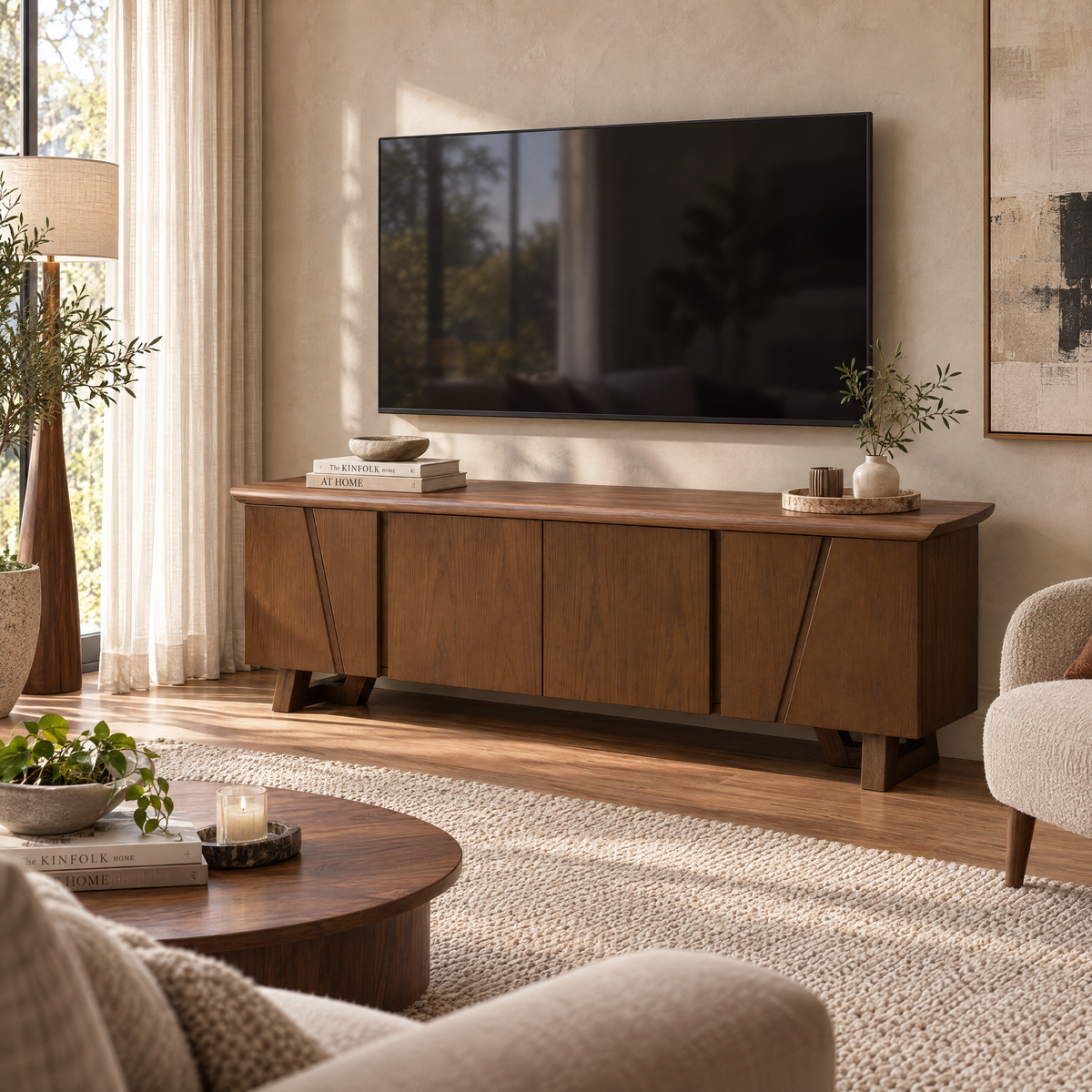 Arezzo Classic TV Stand, 1.6M, Claro Walnut