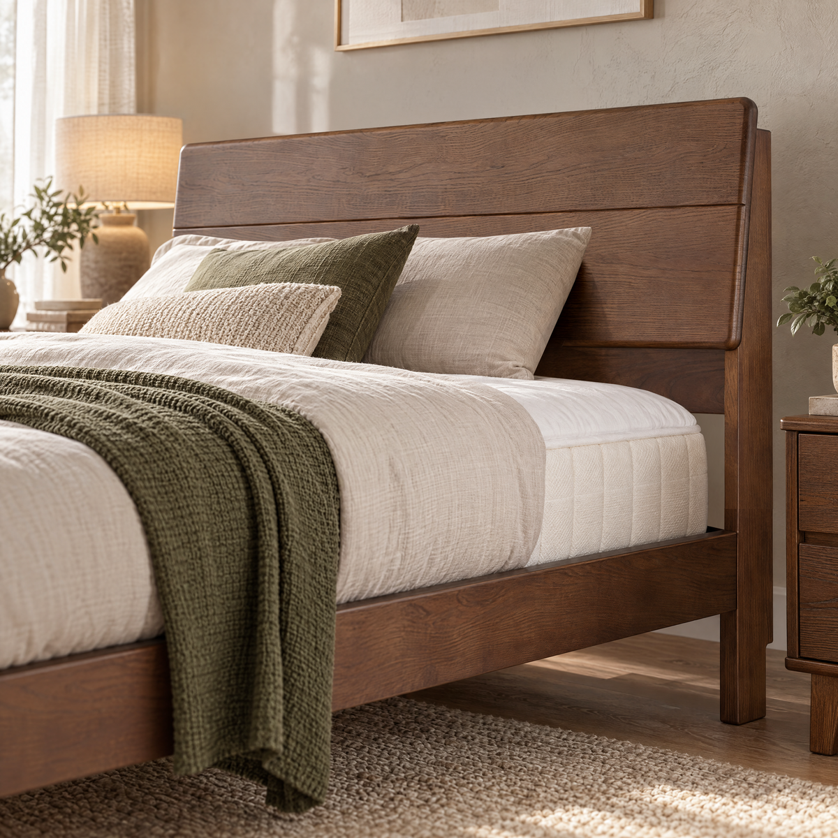 Arezzo Solidwood Bedframe w USB Charger, Queen