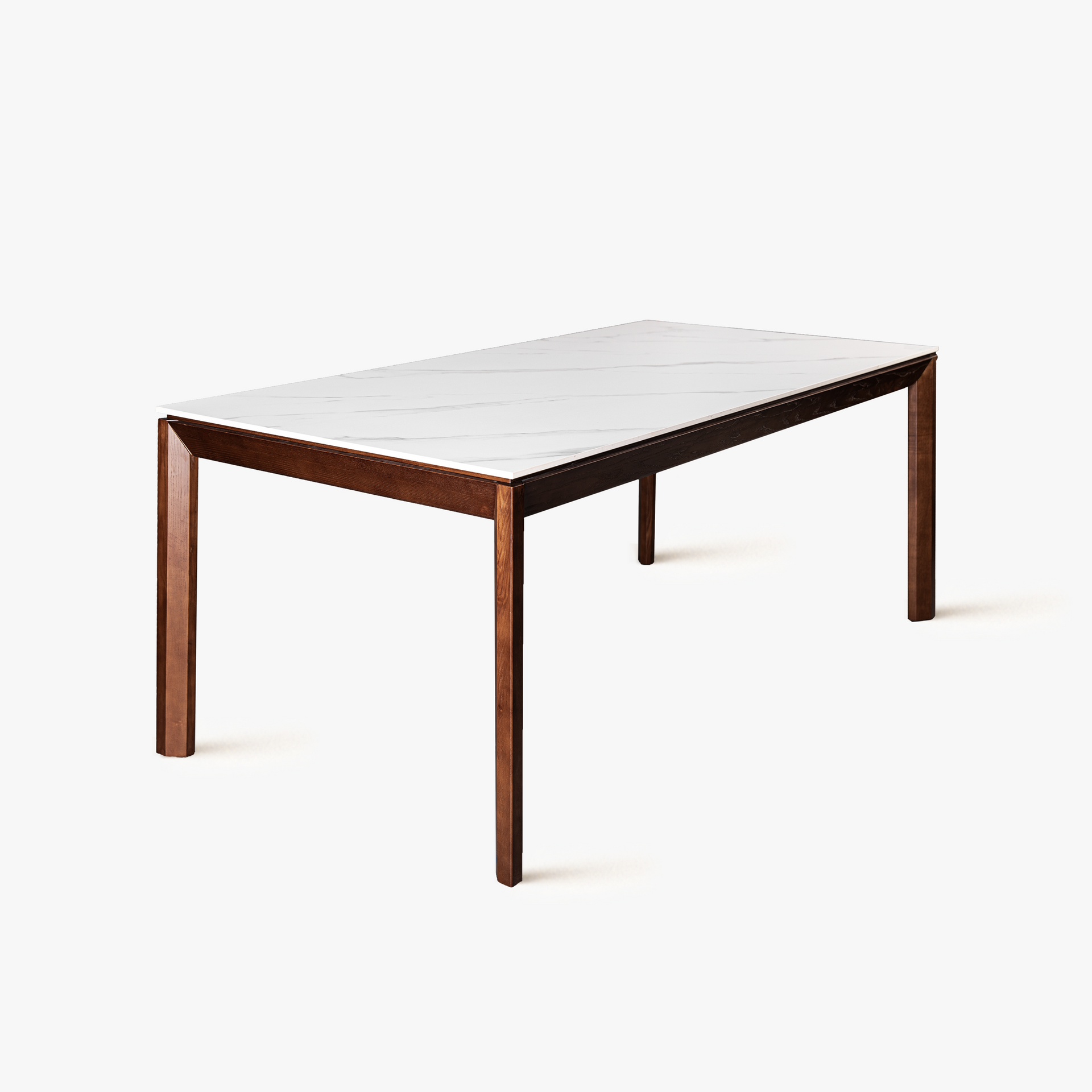 Arezzo Standard Dining Table with Ceramic Top, Claro walnut/White