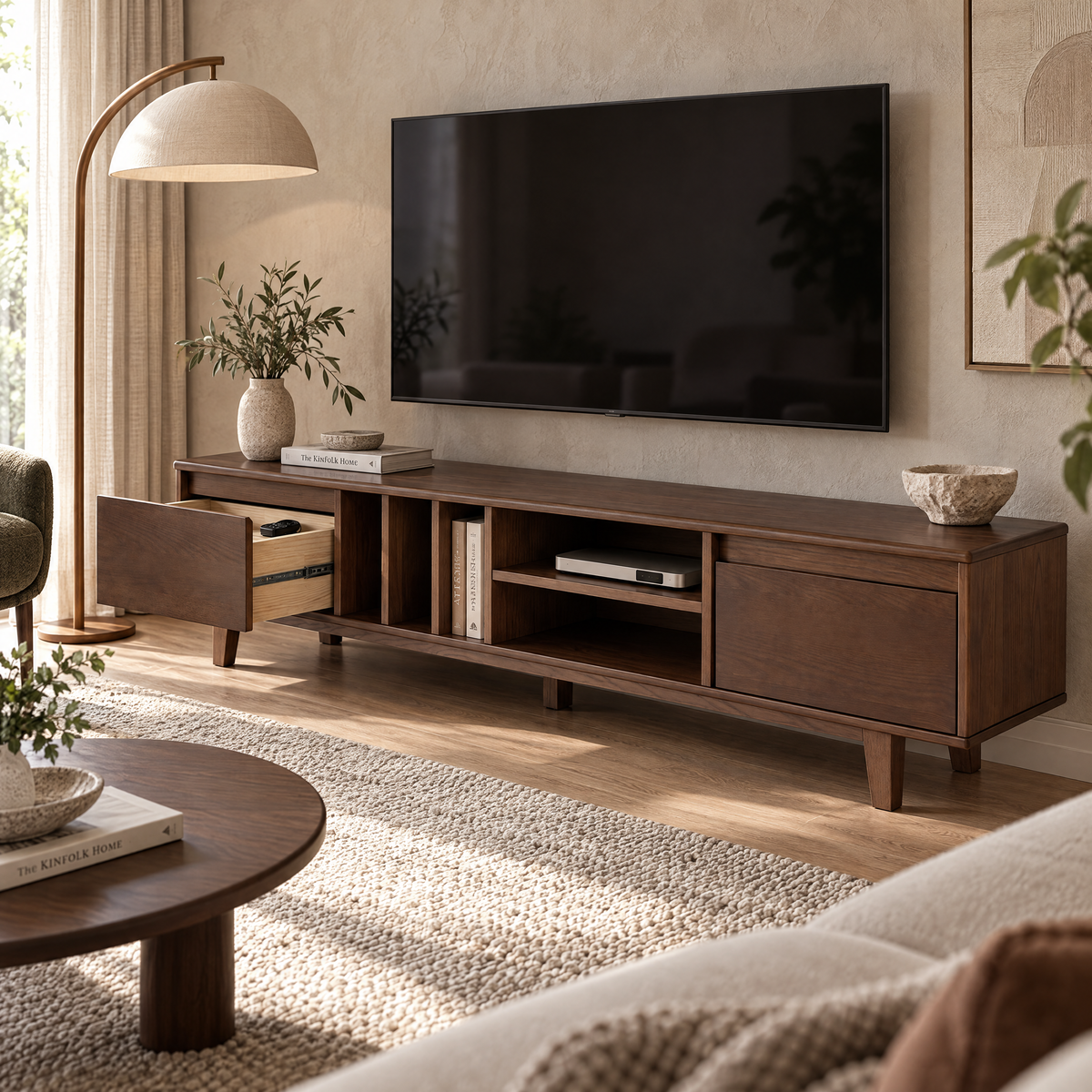 Arezzo TV Stand, 2M, Claro Walnut