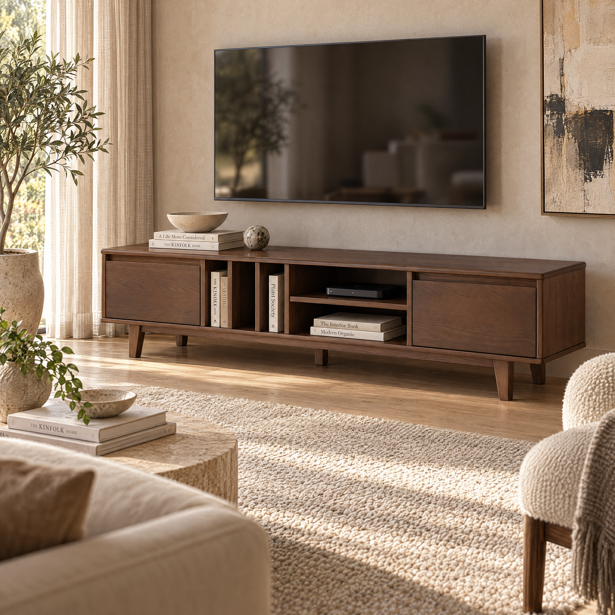 Arezzo TV Stand, 2M, Claro Walnut