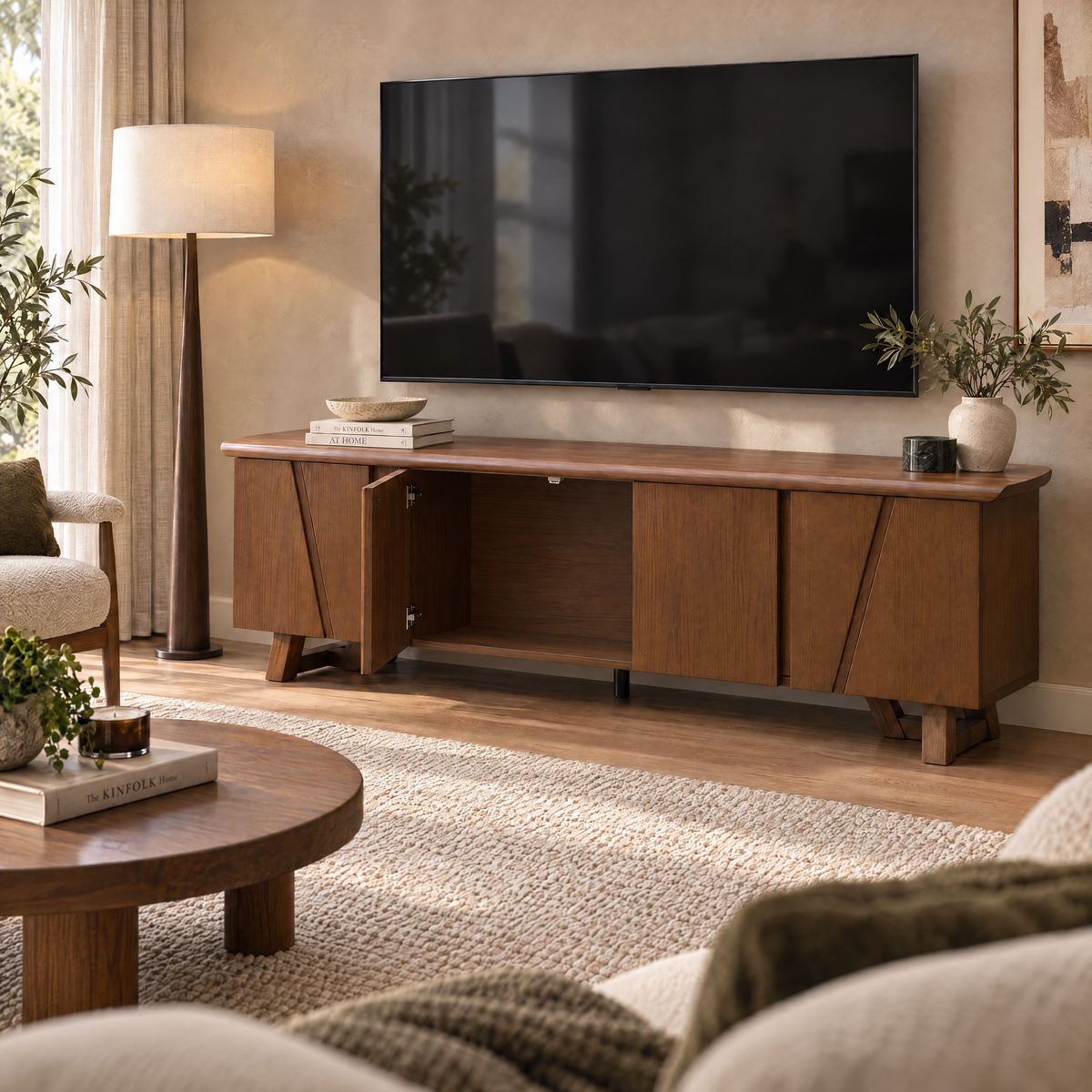 Arezzo Classic TV Stand, 1.6M, Claro Walnut