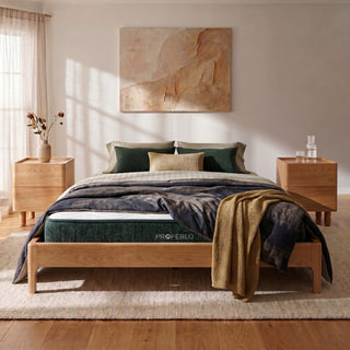 Aria solid White Ash bed base with low-profile platform and breathable cedar slats | Proferlo