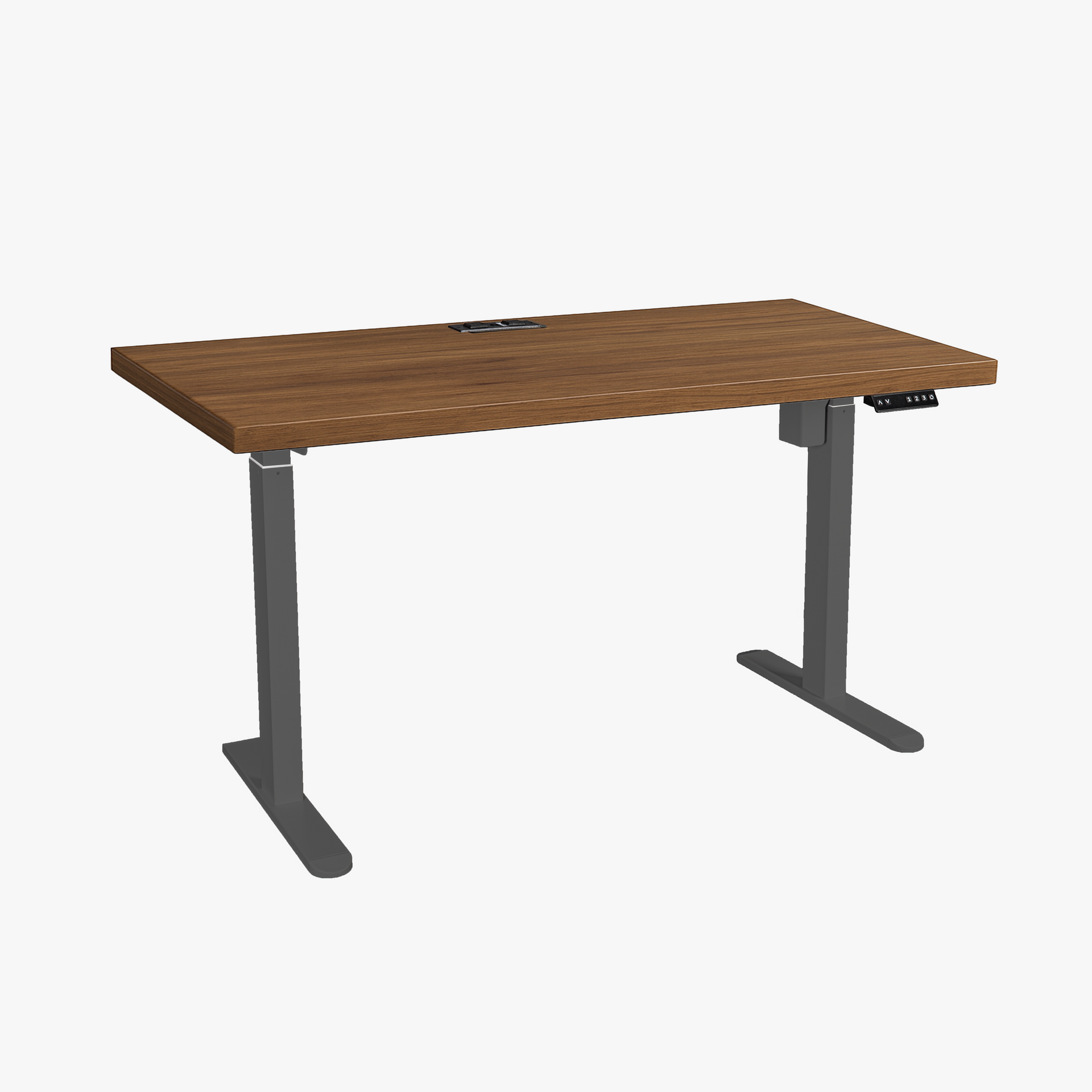 Asti Electric Standing Desk, 1.4M, Golden Walnut & Grey, with Charger
