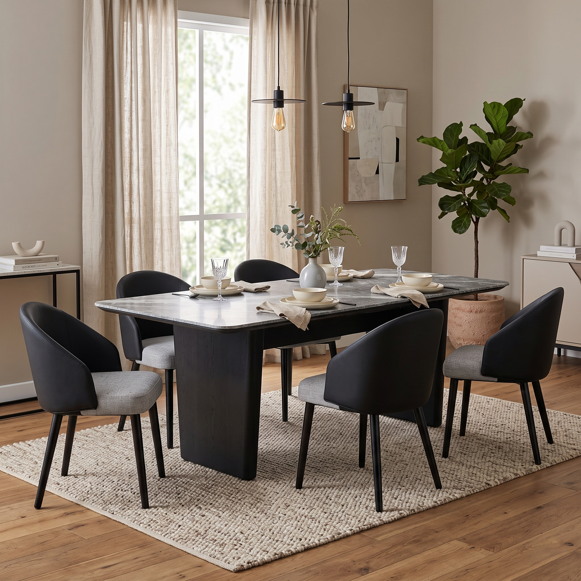 Augusta Marble Dining Table, 1.8M