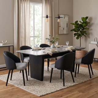 Augusta Marble Dining Table, 1.8M, Grey & Black