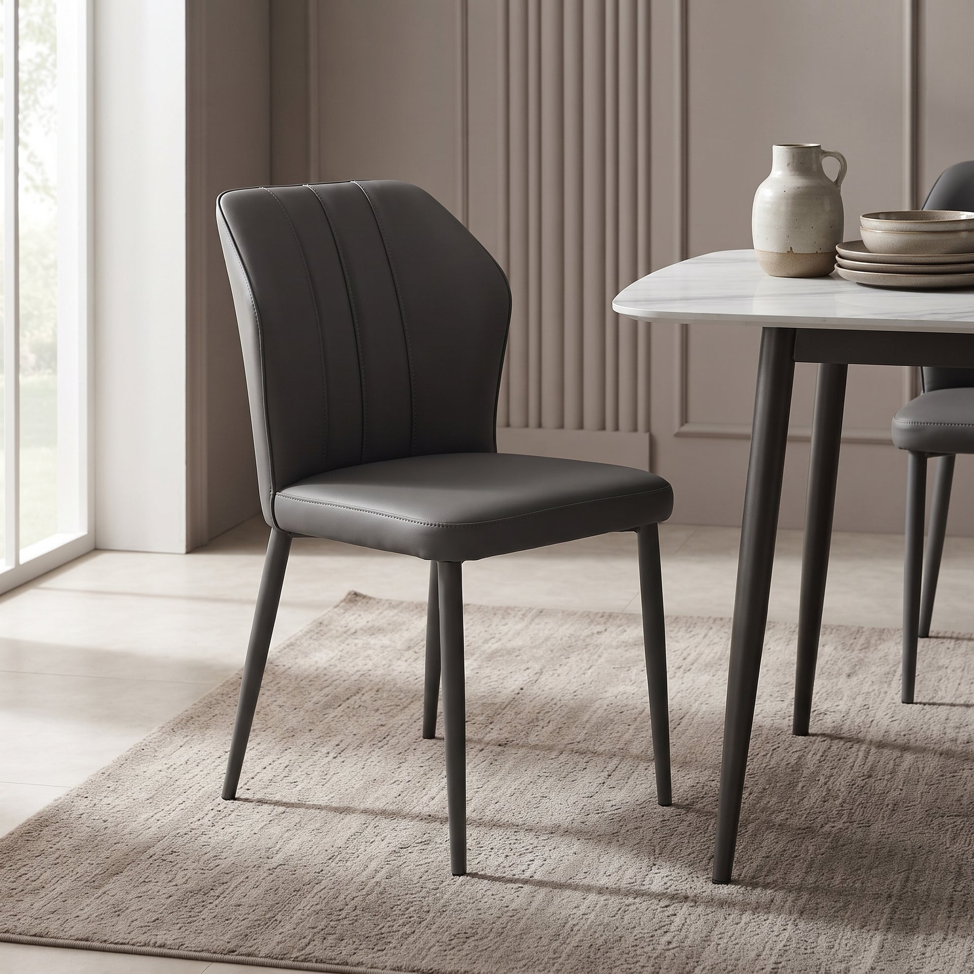 Biella Dining Chair, Dark Grey, Set of 2
