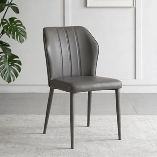 Biella grey PU dining chair set with curved backrest and sturdy metal legs | Proferlo