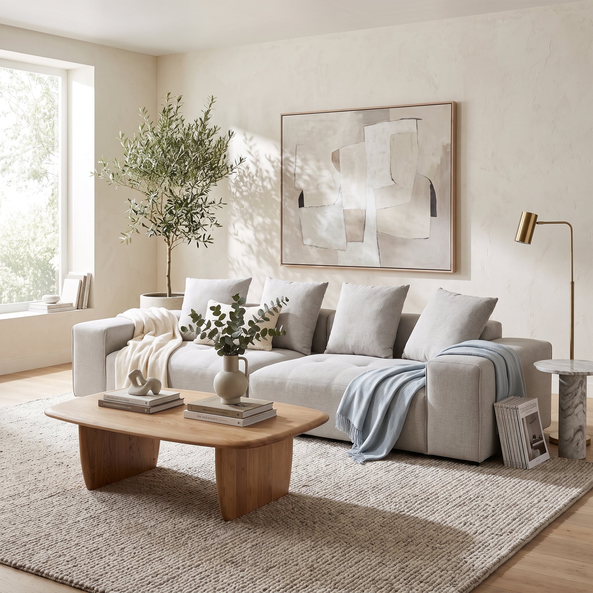Bonsa 4-Seater Sofa, Light Grey