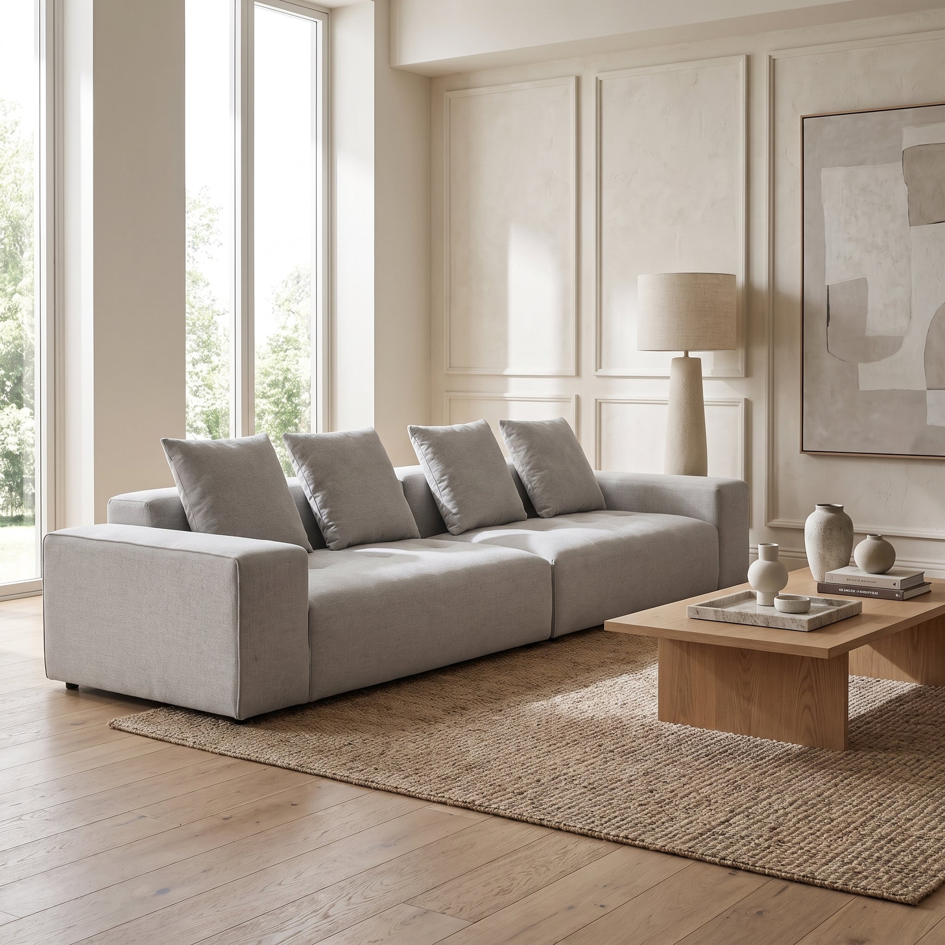 Bonsa 4-Seater Sofa, Light Grey