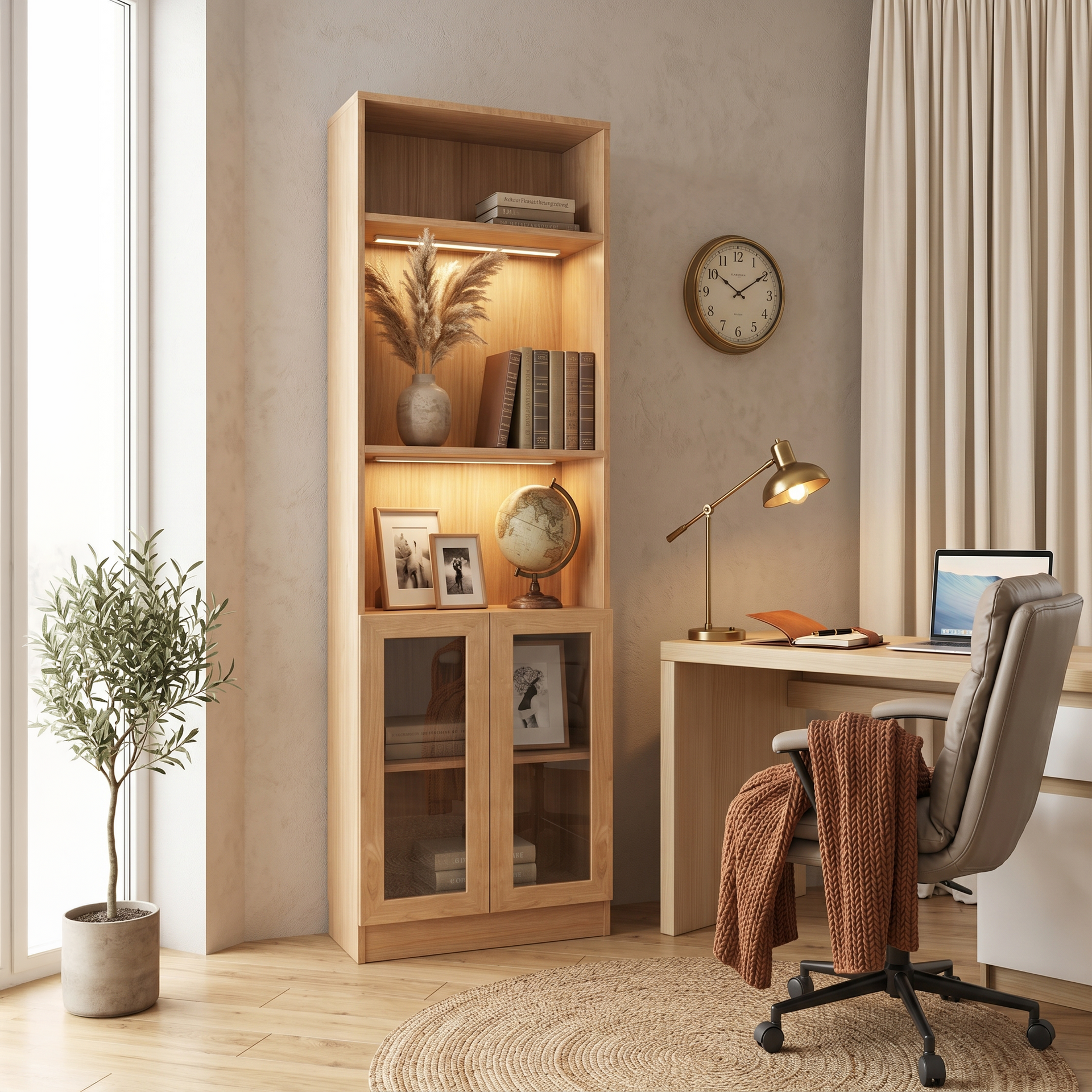 Borgo display cabinet with door, 0.6M, OAK