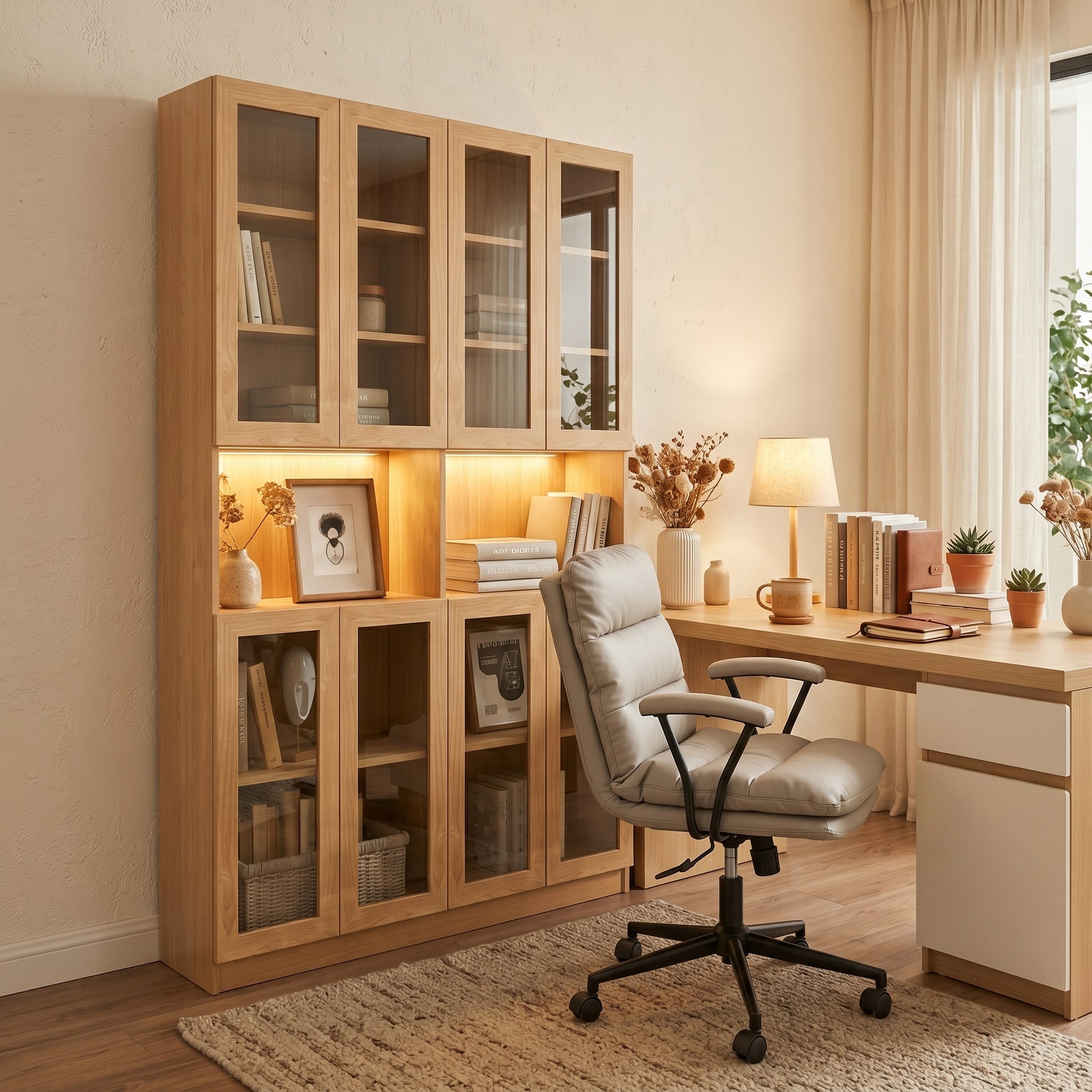 Borgo display cabinet with doors, 1.2M, OAK