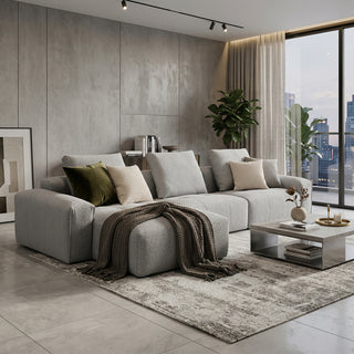 Bosa Lux 4-Seater Sofa, w Adjustable Chaise, Grey White