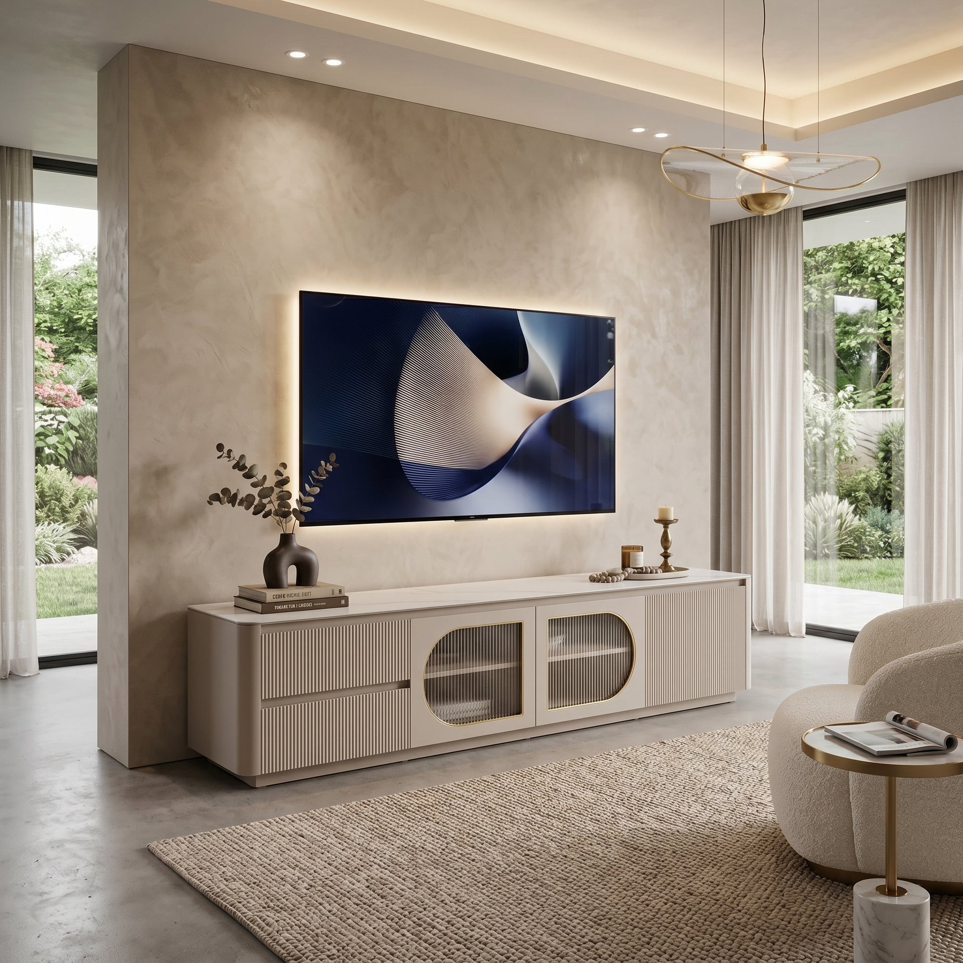 Bruil TV Stand, 2M, Khaki Grey