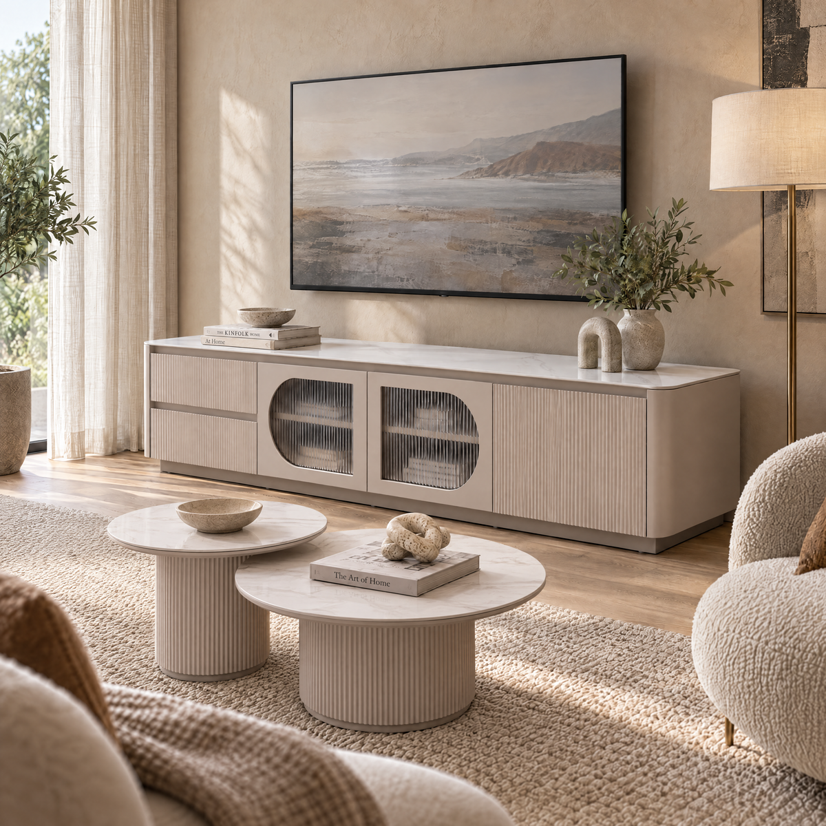 Bruil TV Stand, 2M, Khaki Grey