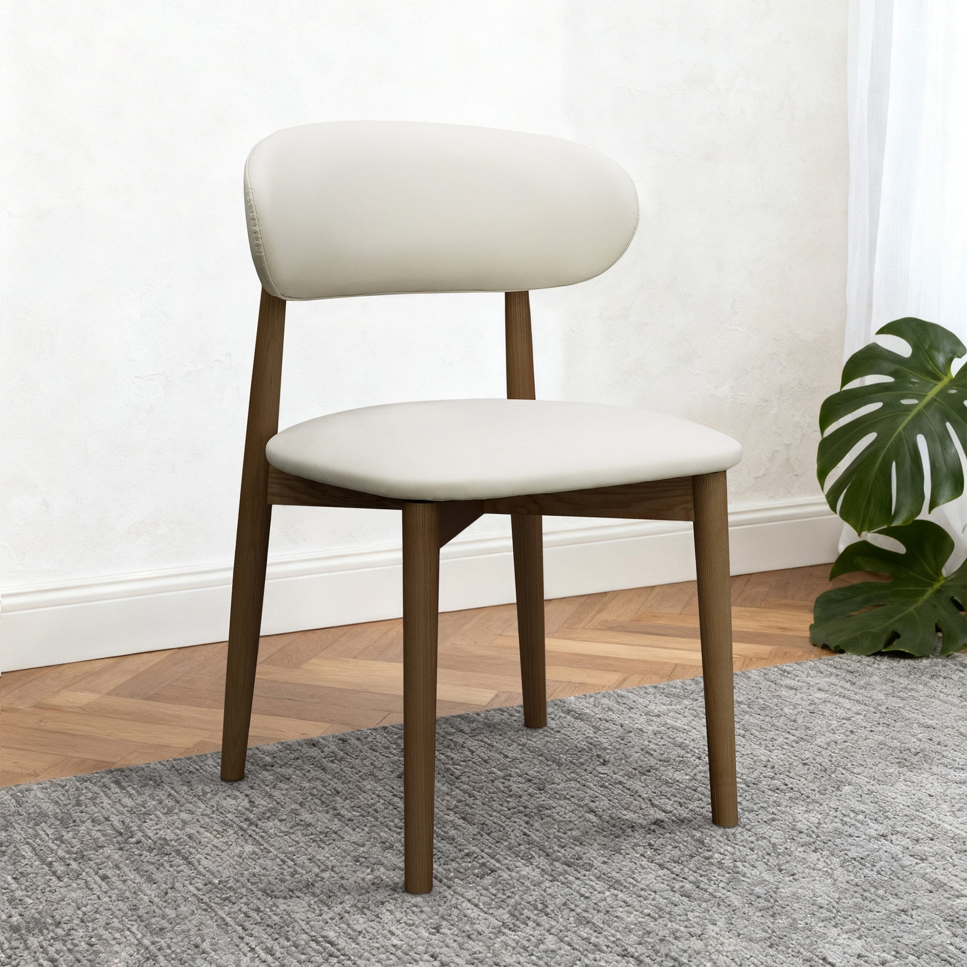 Cento Dining Chair, Walnut & Beige, Set of 2