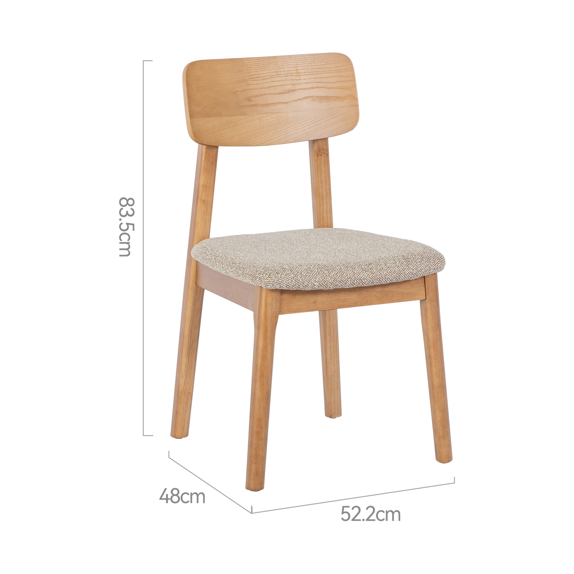 Lazio Dining Chair, Wood & Khaki Brown, Set of 2