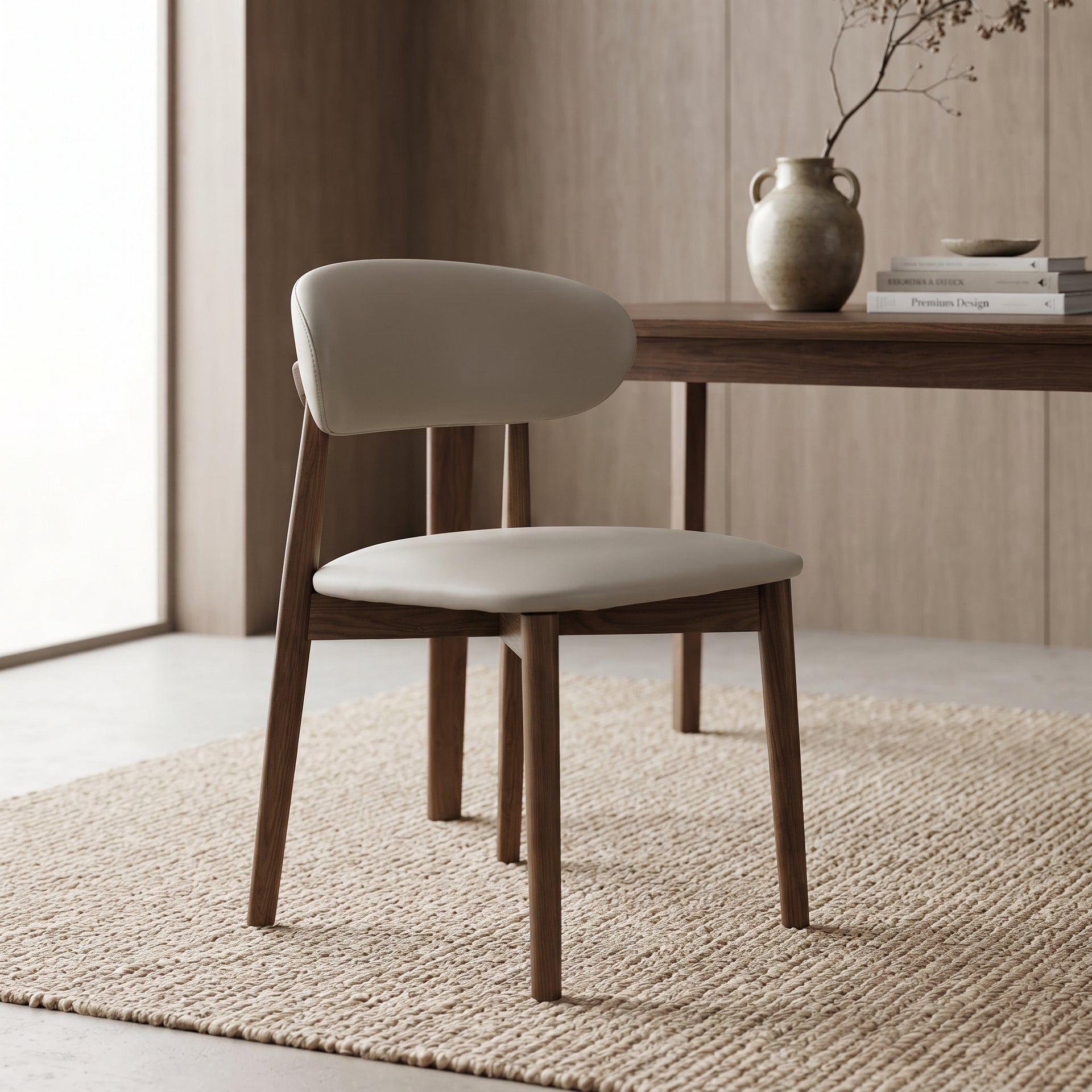 Cento Dining Chair, Walnut & Grey, Set of 2