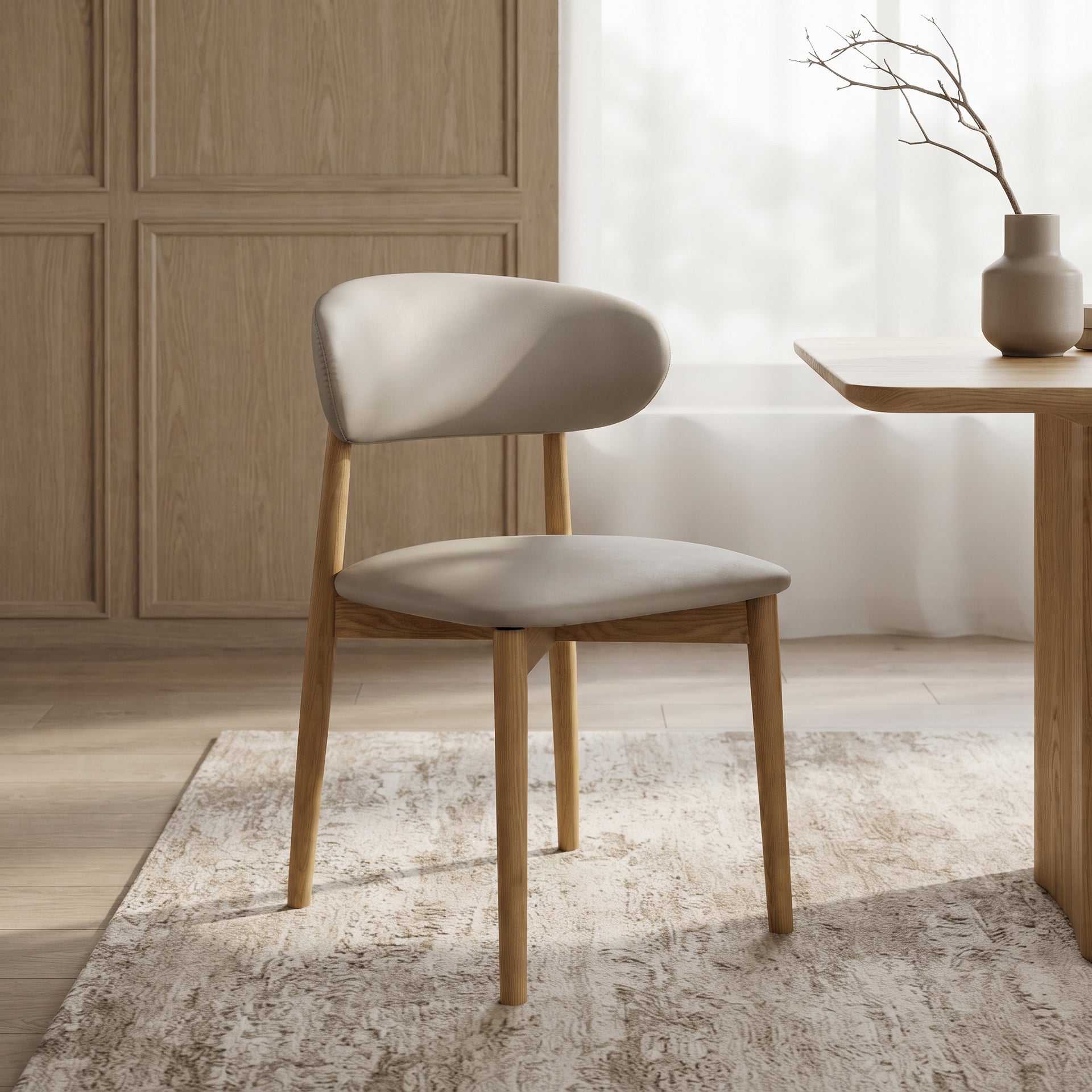 Cento Dining Chair, Wood & Grey, Set of 2