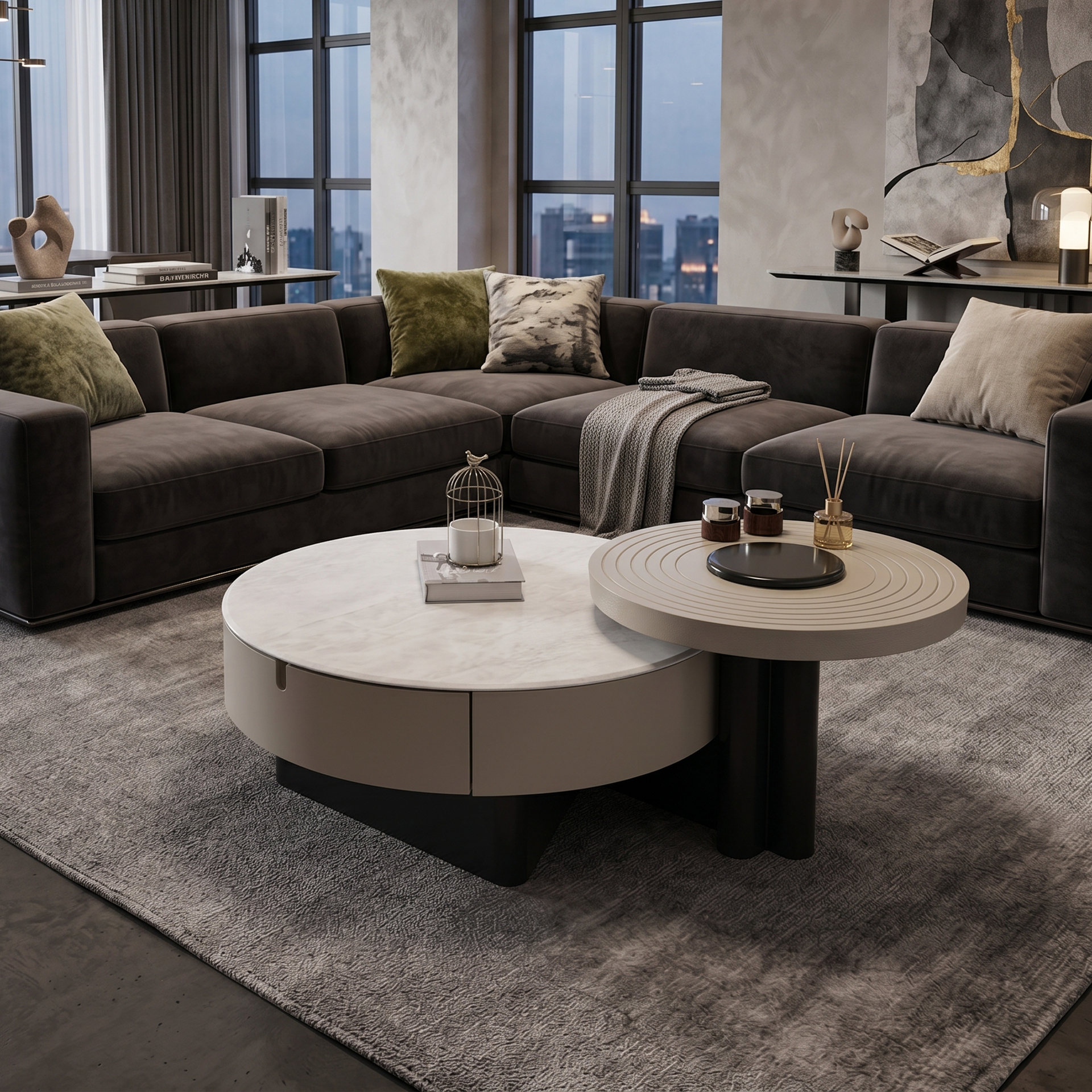 Ceselli Microcrystalline stone Round Coffee table
