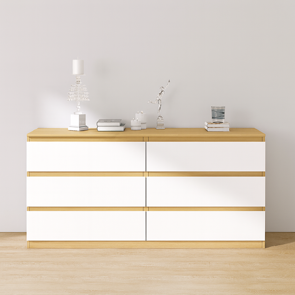 Sotta 6 drawers Chest, White and Oak
