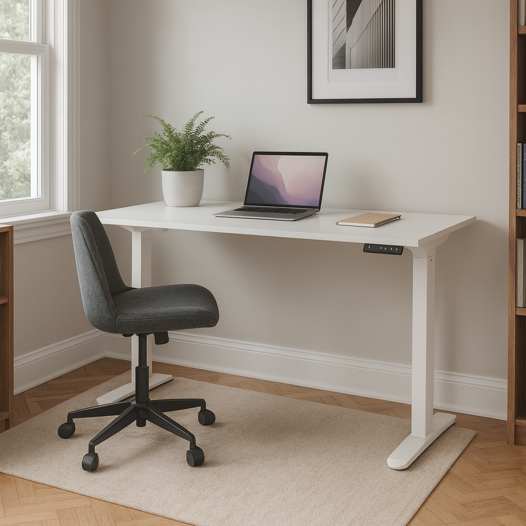 Edge Electric Standing Desk, 1.4M, White/White Leg