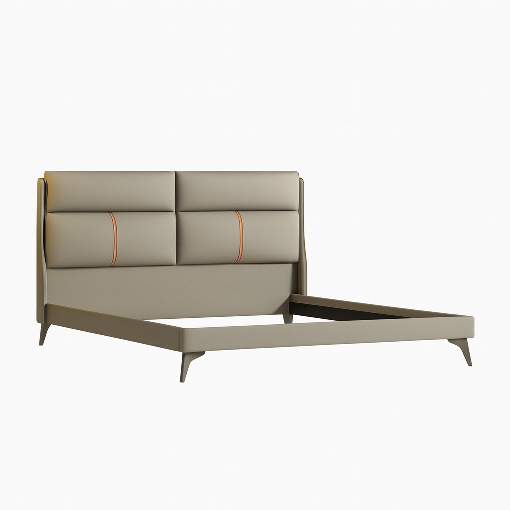 Amalfi Upholstered Bed Frame with Headboard, Grey, King