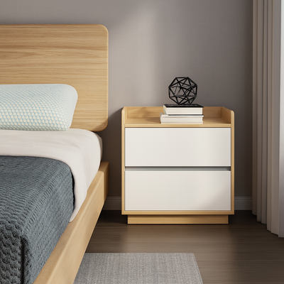 Turin Bedside Table, Oak & White