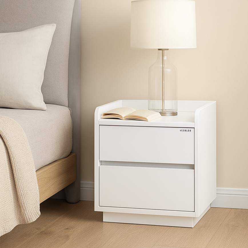 Turin Bedside Table, White