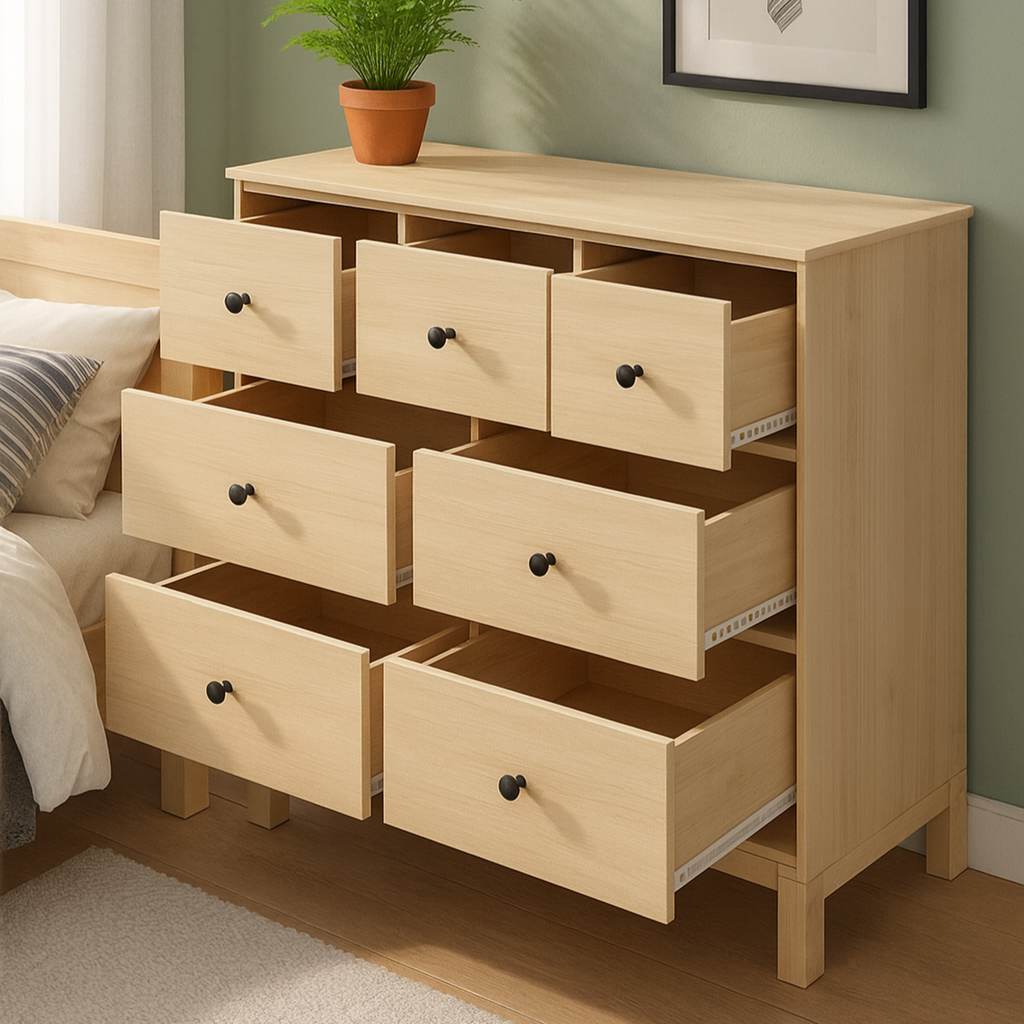 Modica 7 Drawers Lowboy, Oak