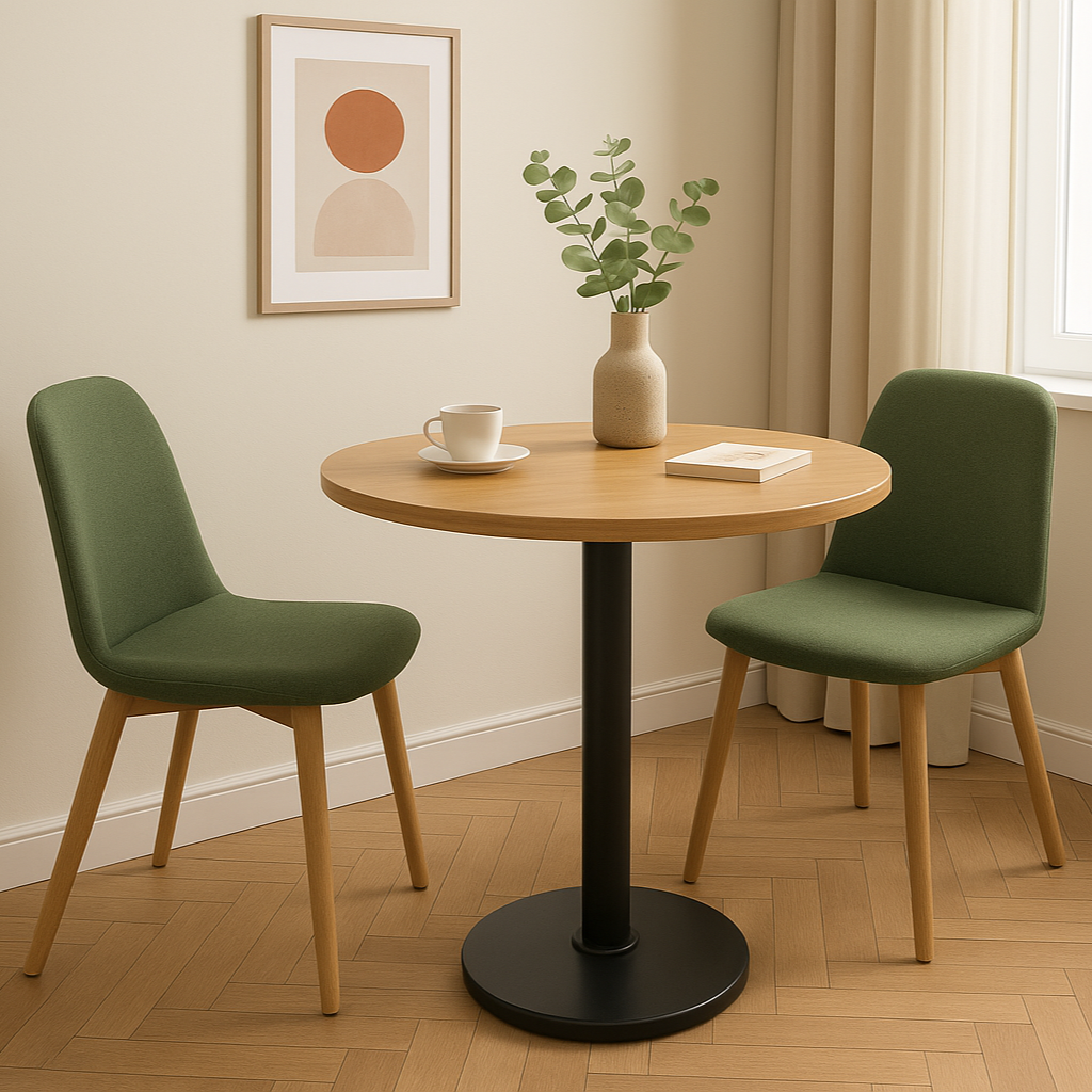 Lerici Round Coffee Table, Red Oak & Black - 80cm