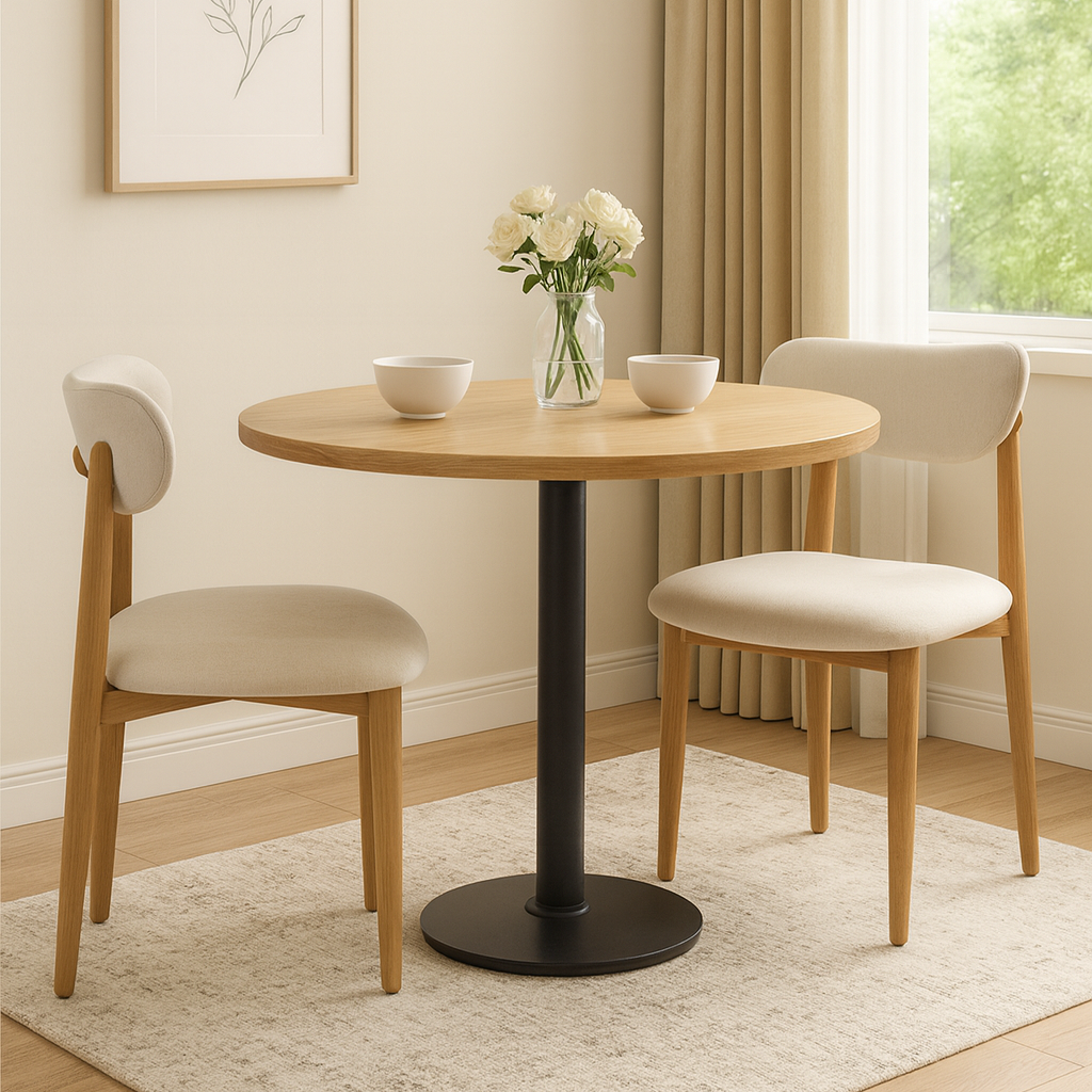 Cento Dining Chair, Wood & Beige, Set of 2