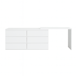 Siena 6 Drawer Chest with Extension Table offers a smart blend of storage and versatility, finished in a clean whitecolour combination 