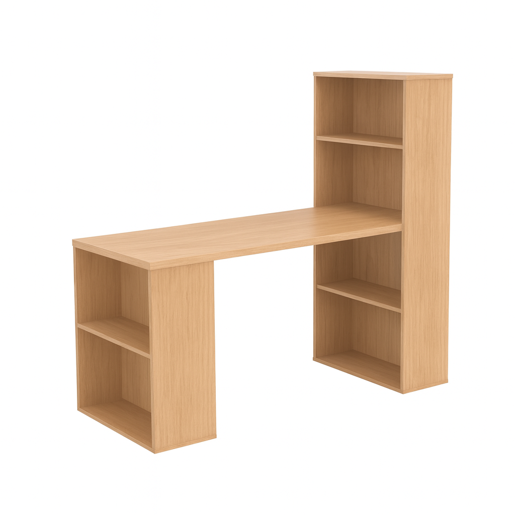 Trento L Shaped Office Desk, Red Oak