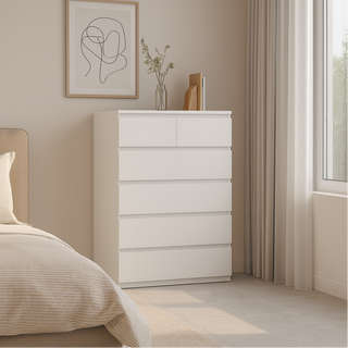 Sotta 2 over 4 Drawer Tallboy, White